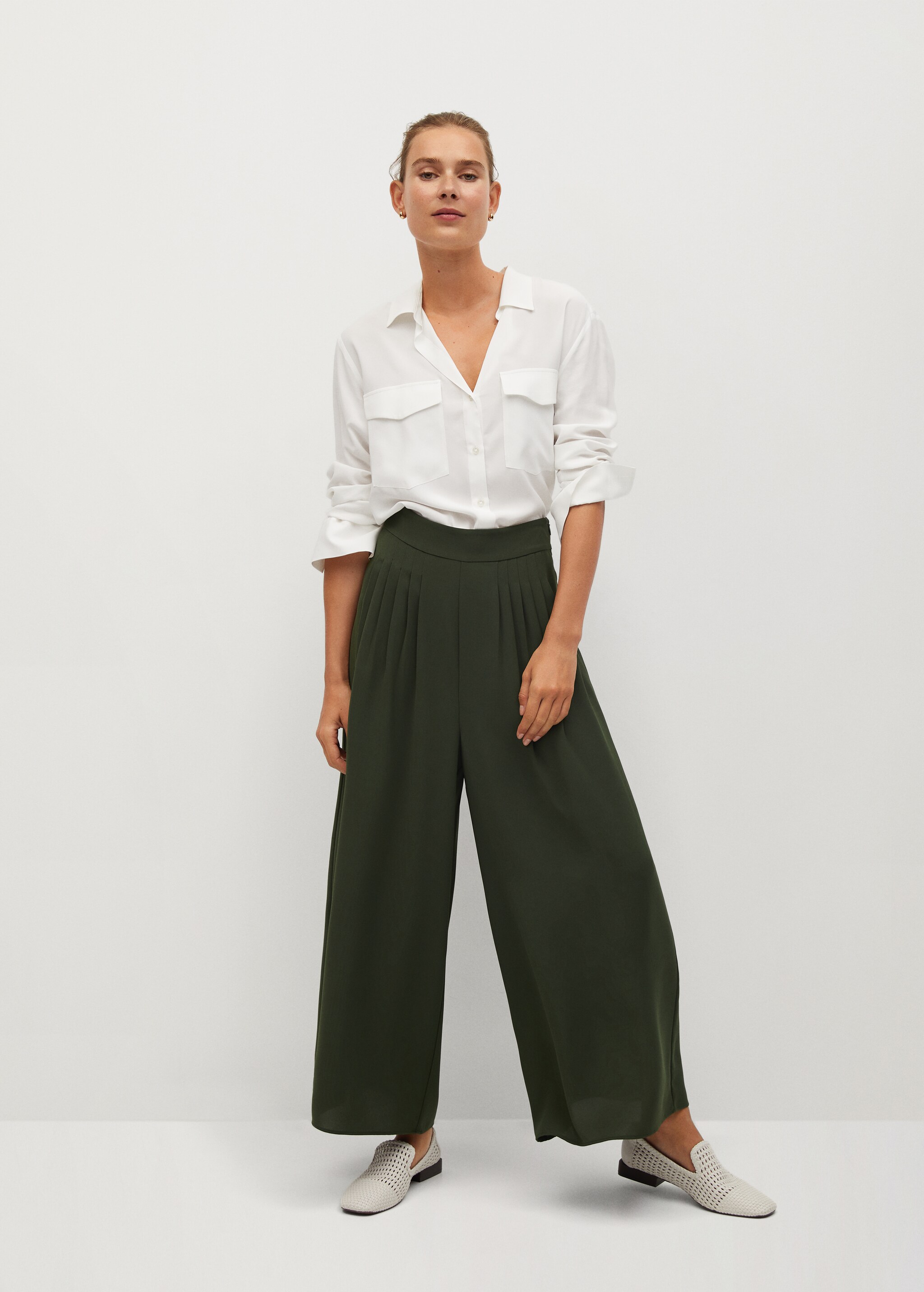Kalhoty culottes s plisováním - Celkový náhled