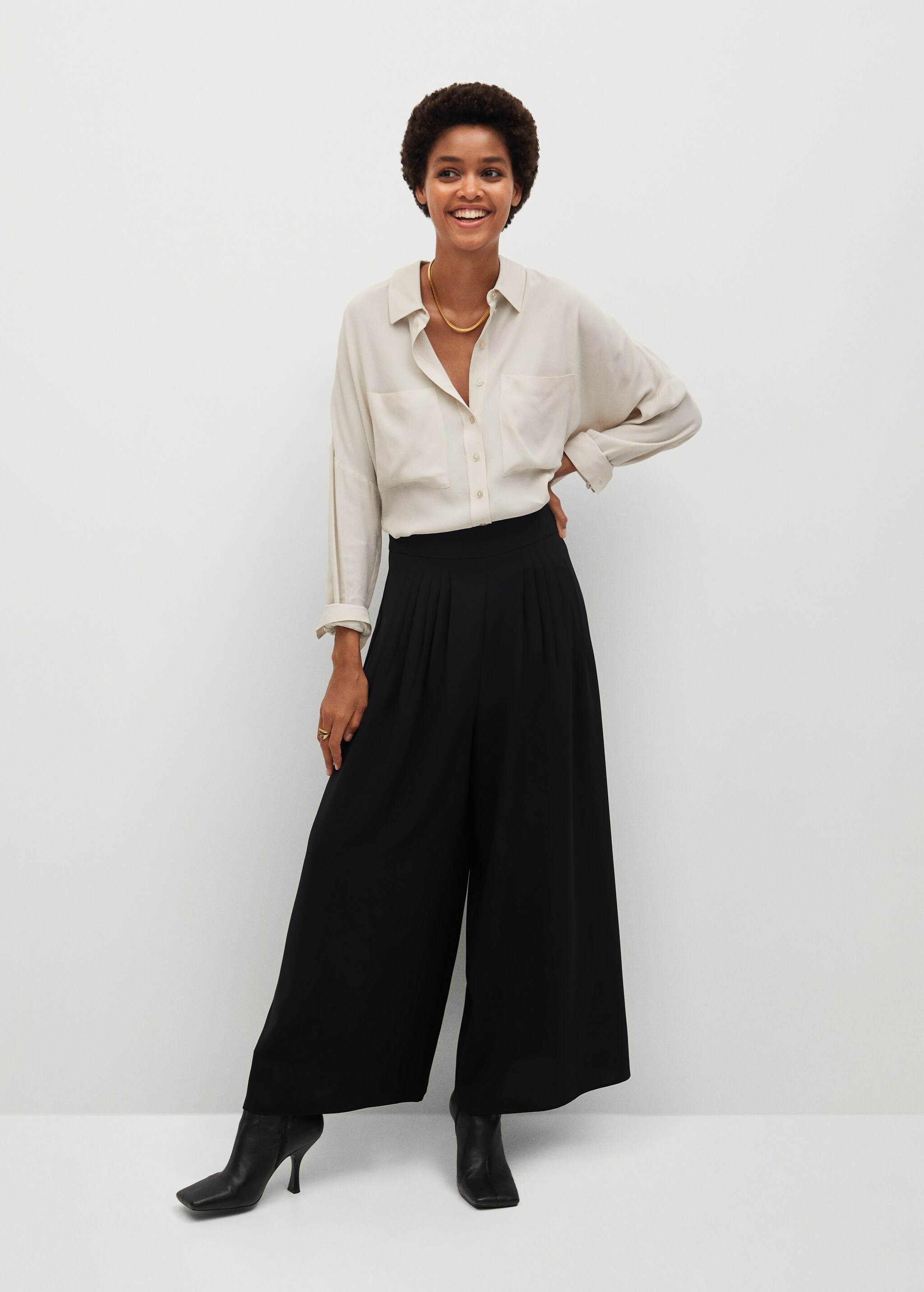 Kalhoty culottes s plisováním - Celkový náhled