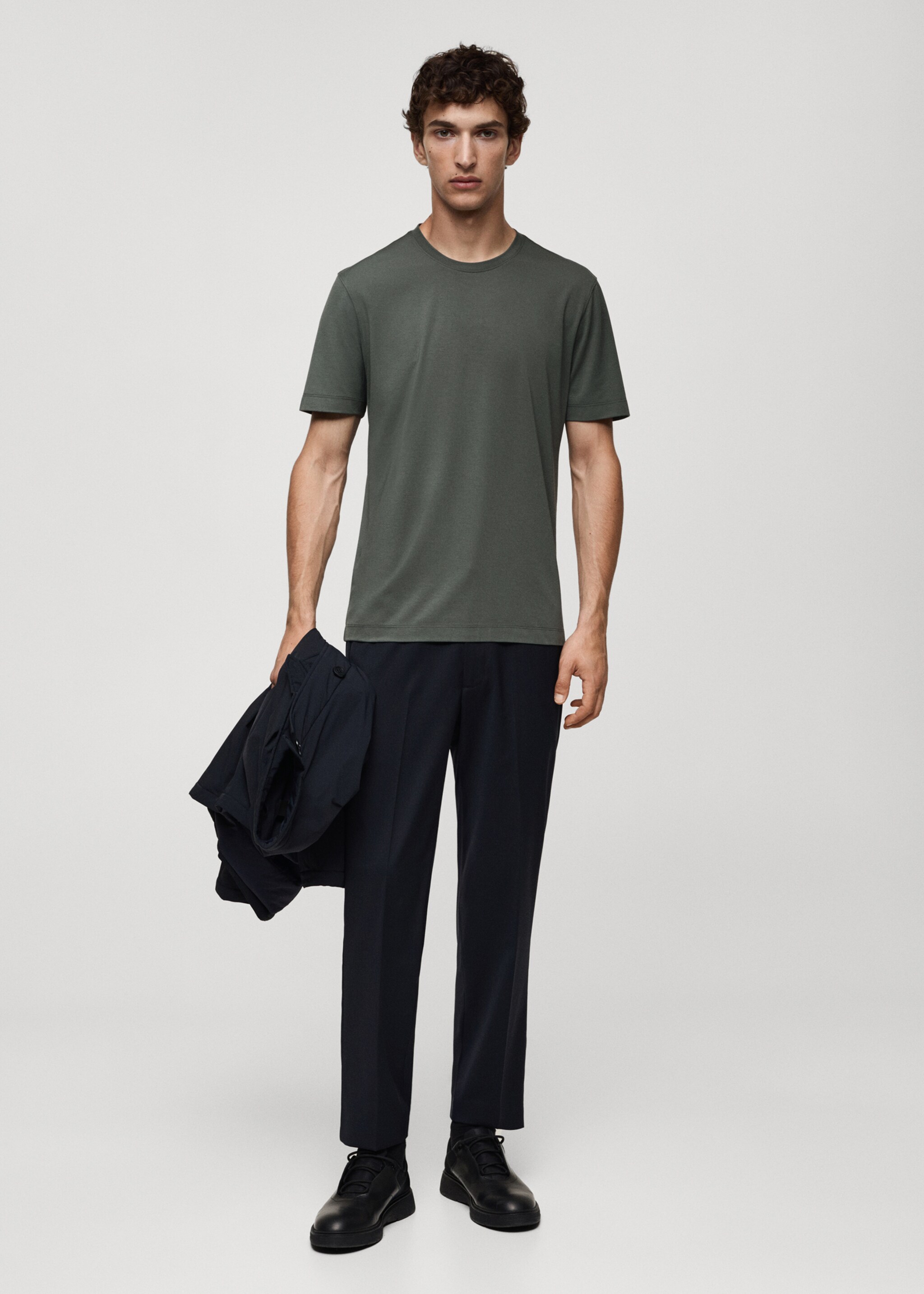Comfort stretch kreukvast T-shirt - Overzichtstekening, Groen. Ref: 77065966-00.