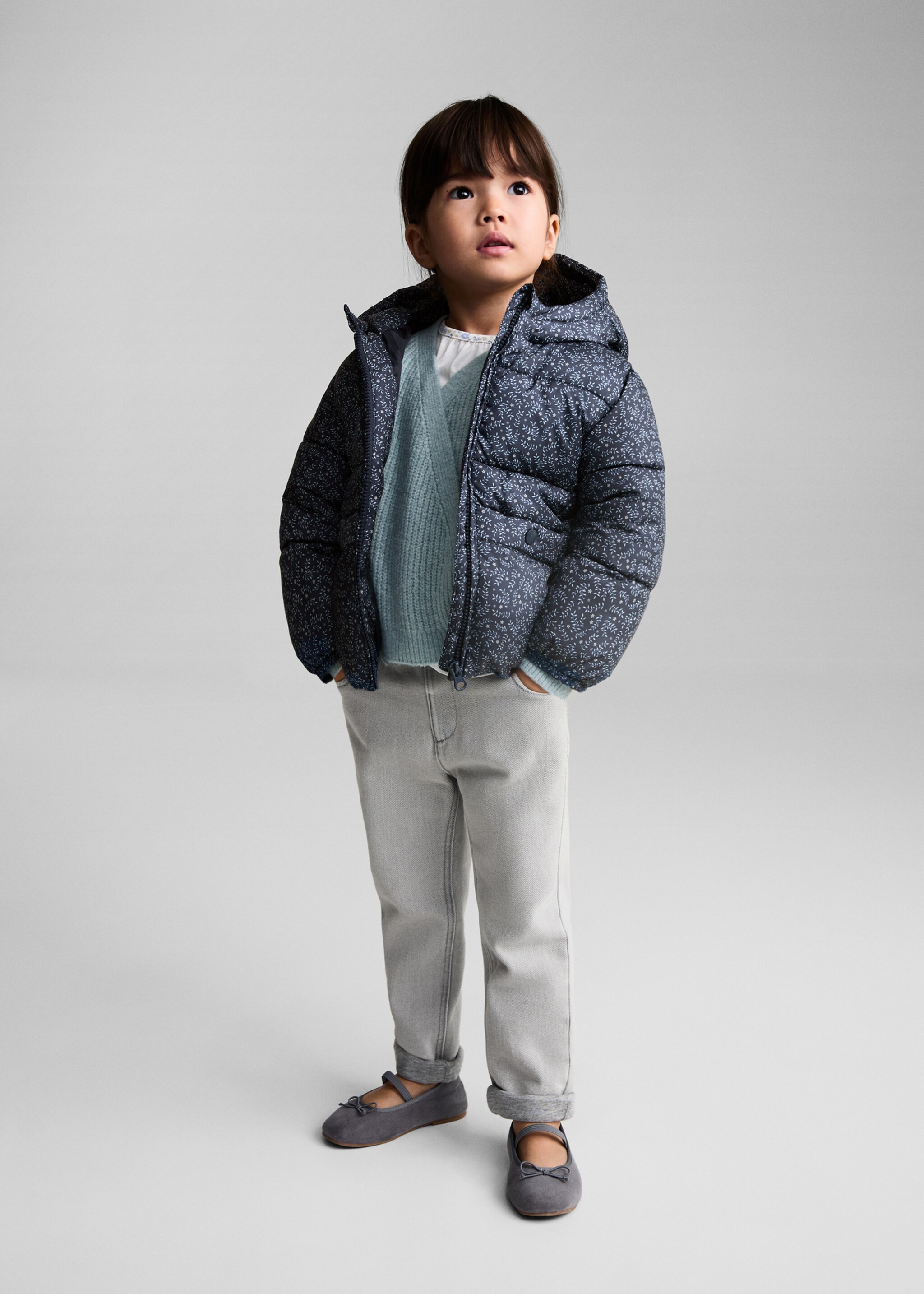 Flowers print quilted anorak - General plane, Blue. Ref: 77065969-00.