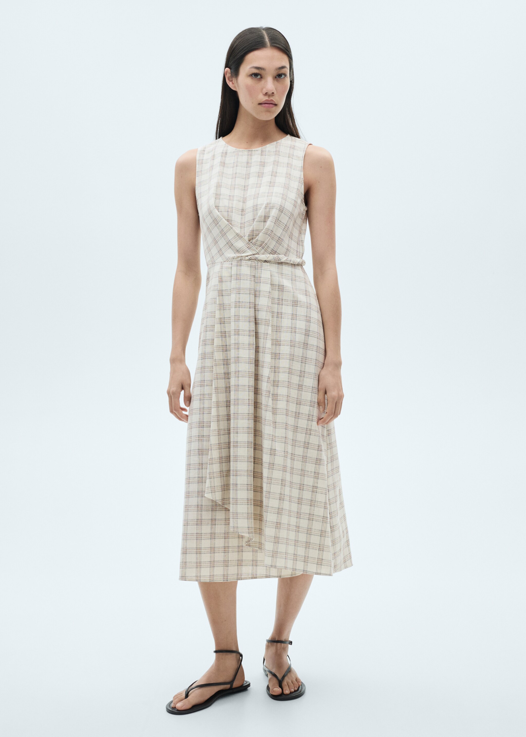 Check-print midi-dress - General plane