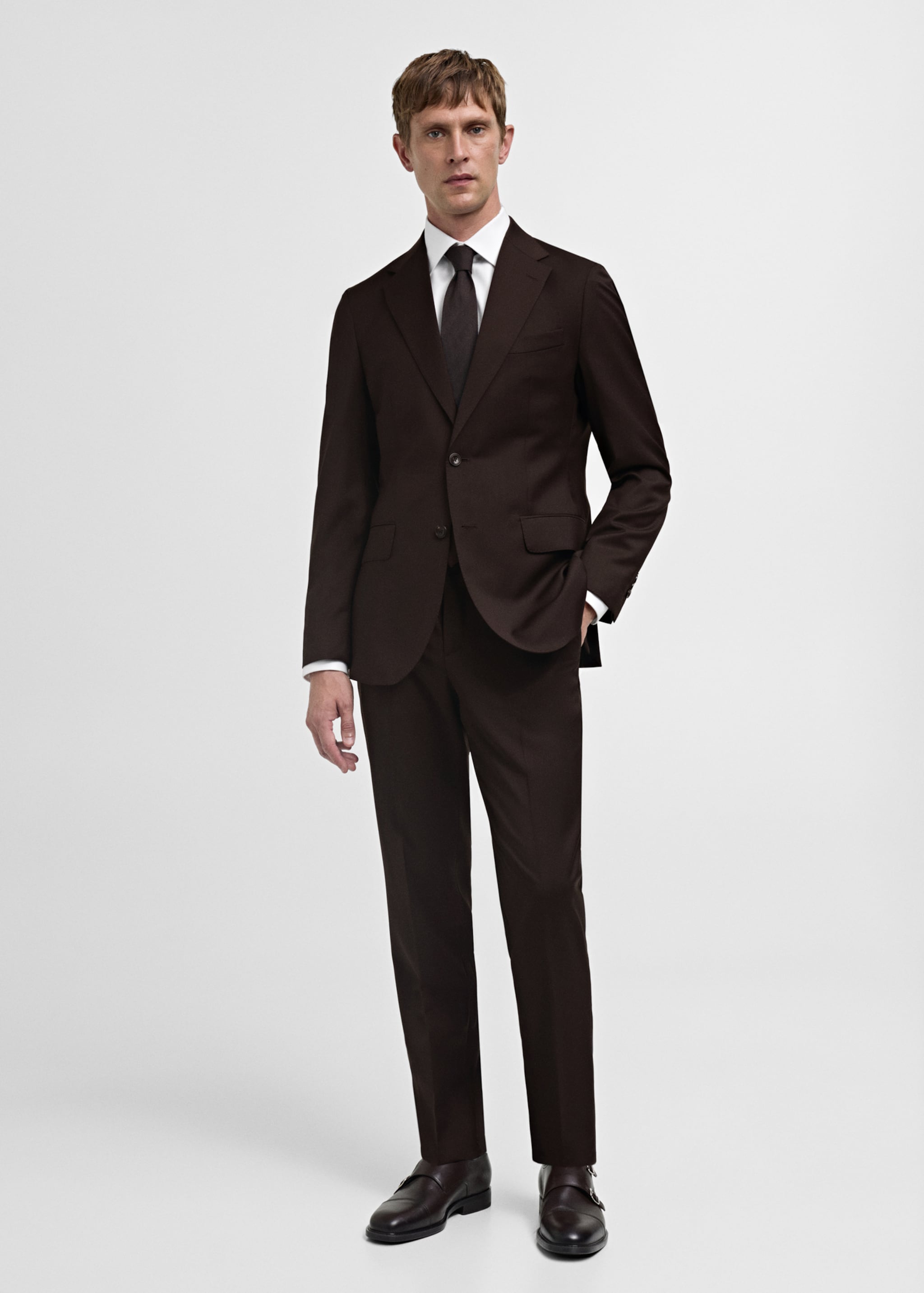 Πουκάμισο slim fit βαμβάκι - Γενικό πλάνο, Λευκό. Ref: 77065985-00.