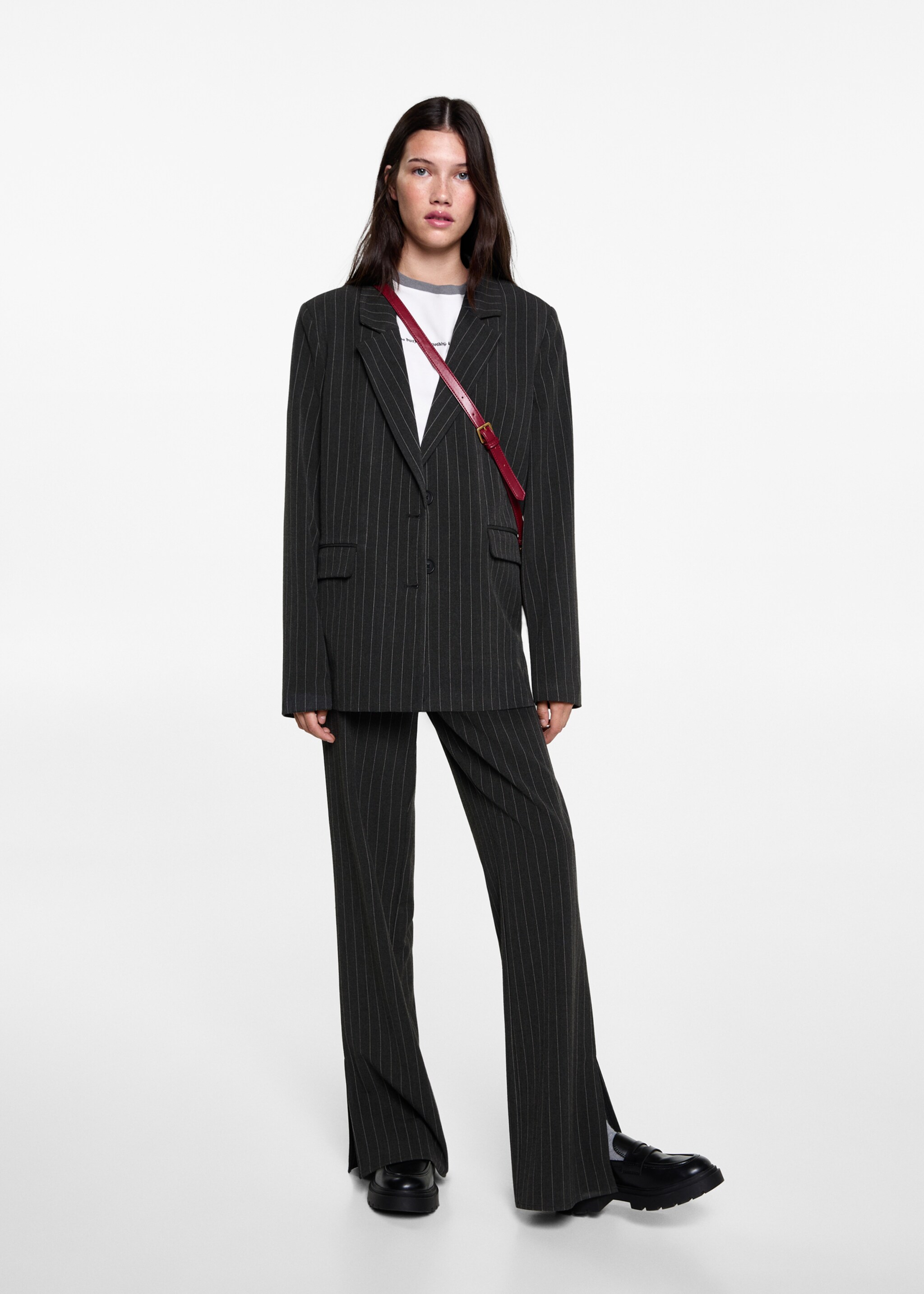Blazer vestir ratlles - Pla general, Gris. Ref: 77066000-00.