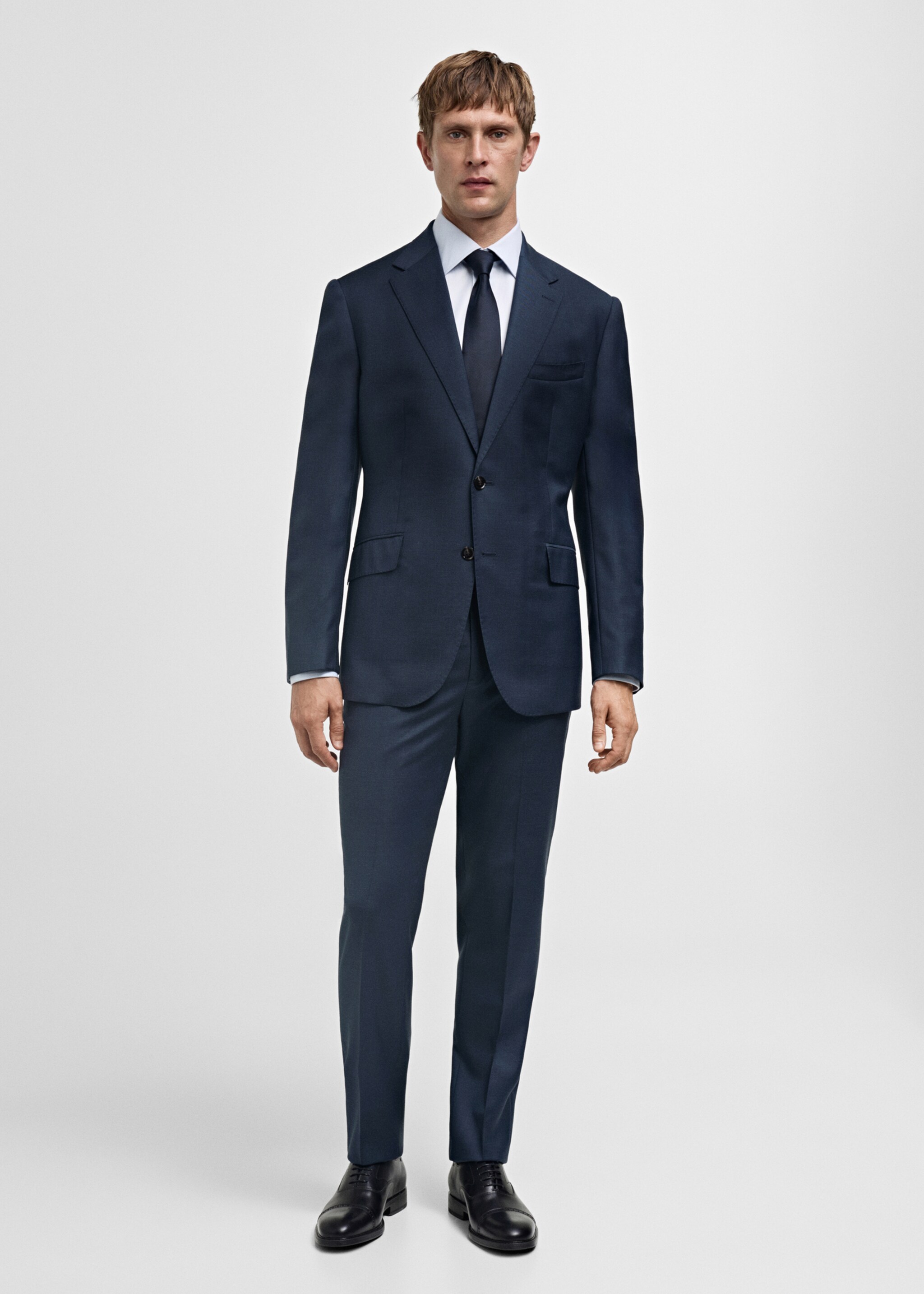 Venice 100% virgin wool suit trousers - General plane, Dark Navy. Ref: 77066005-00.