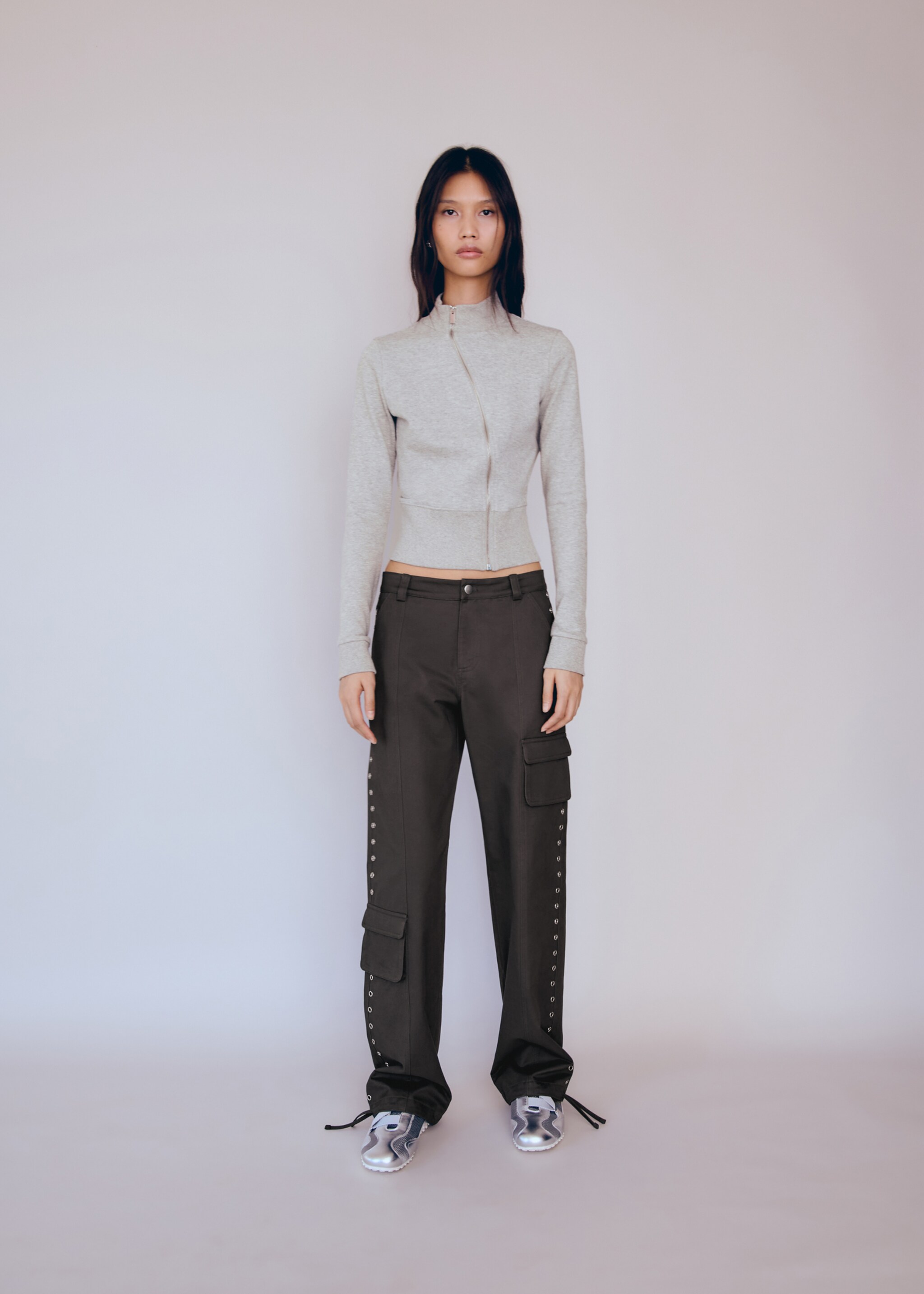 Studded parachute trousers - General plane, Grey. Ref: 77066348-00.