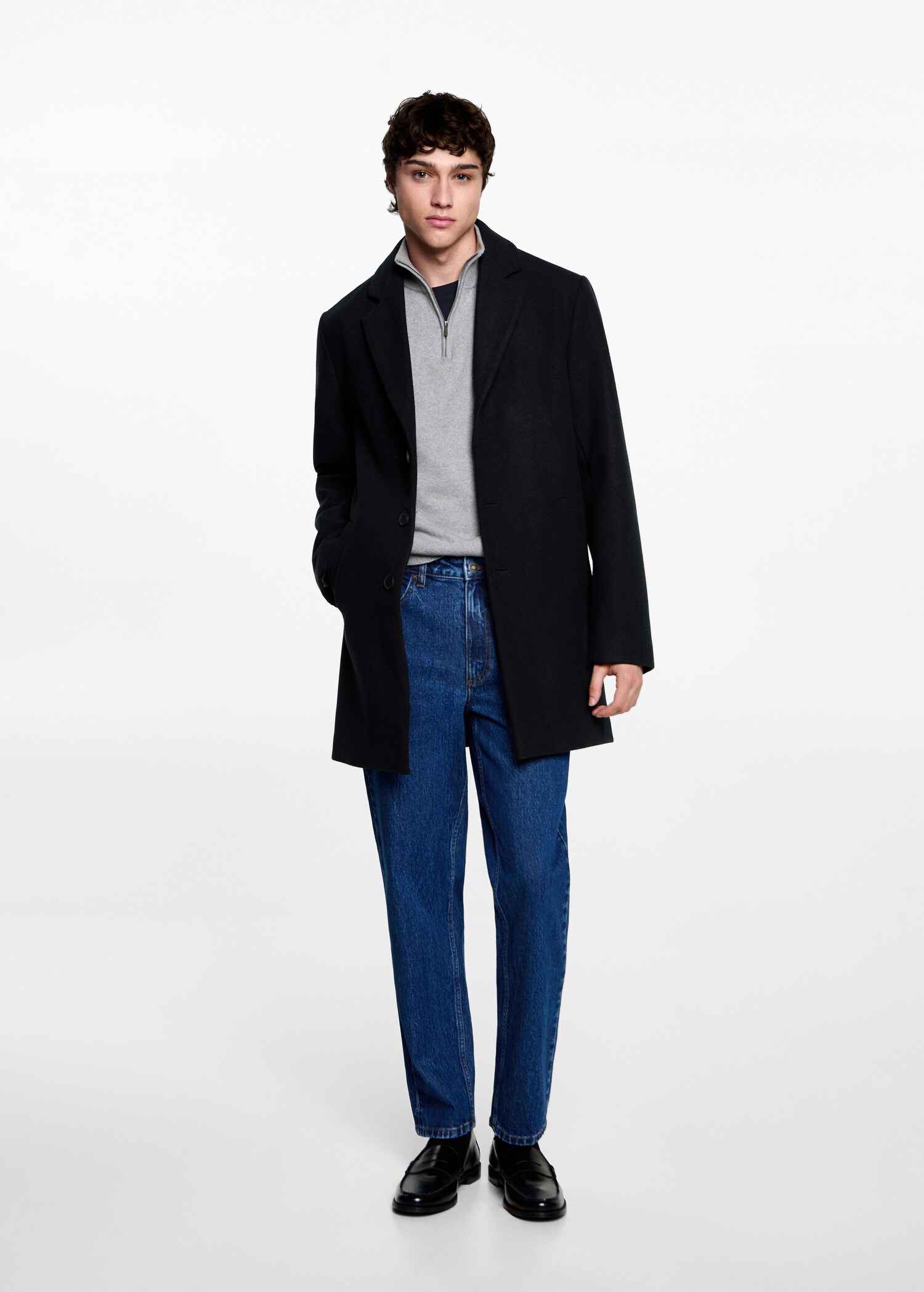 Long straight-fit coat - General plane