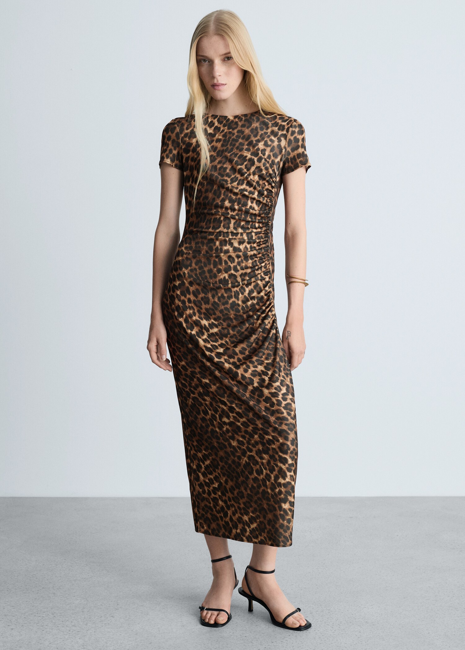 Leopard-print dress with ruffled details - General plane