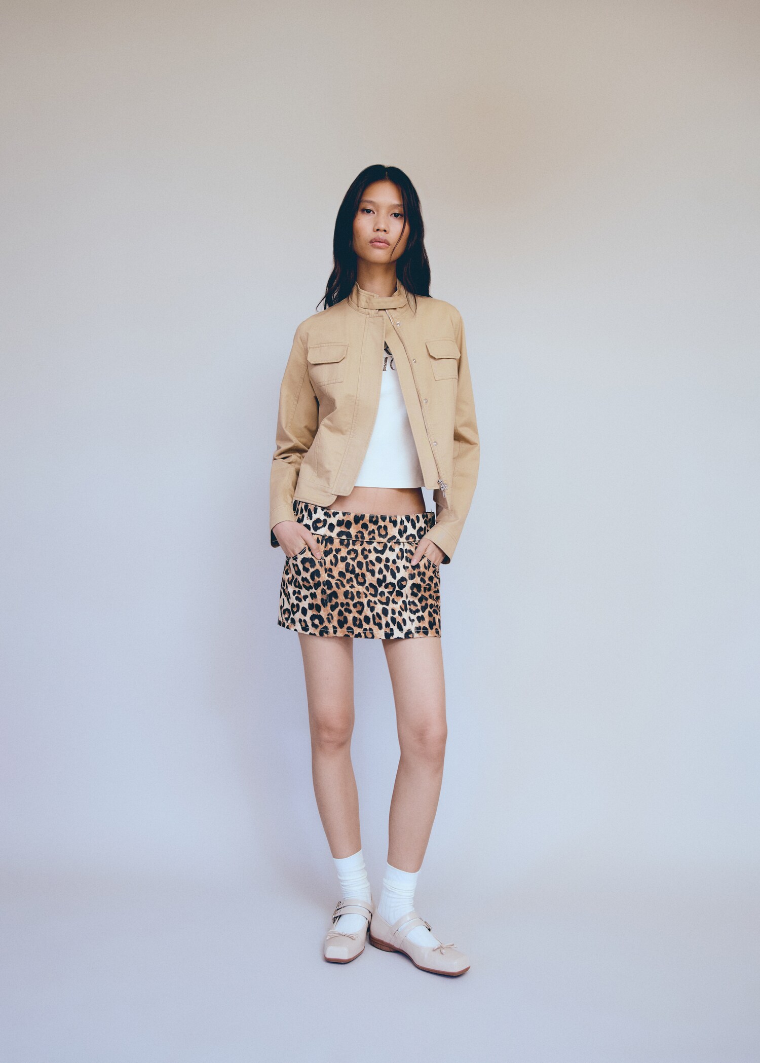 Minigonna denim leopardata - Piano generale