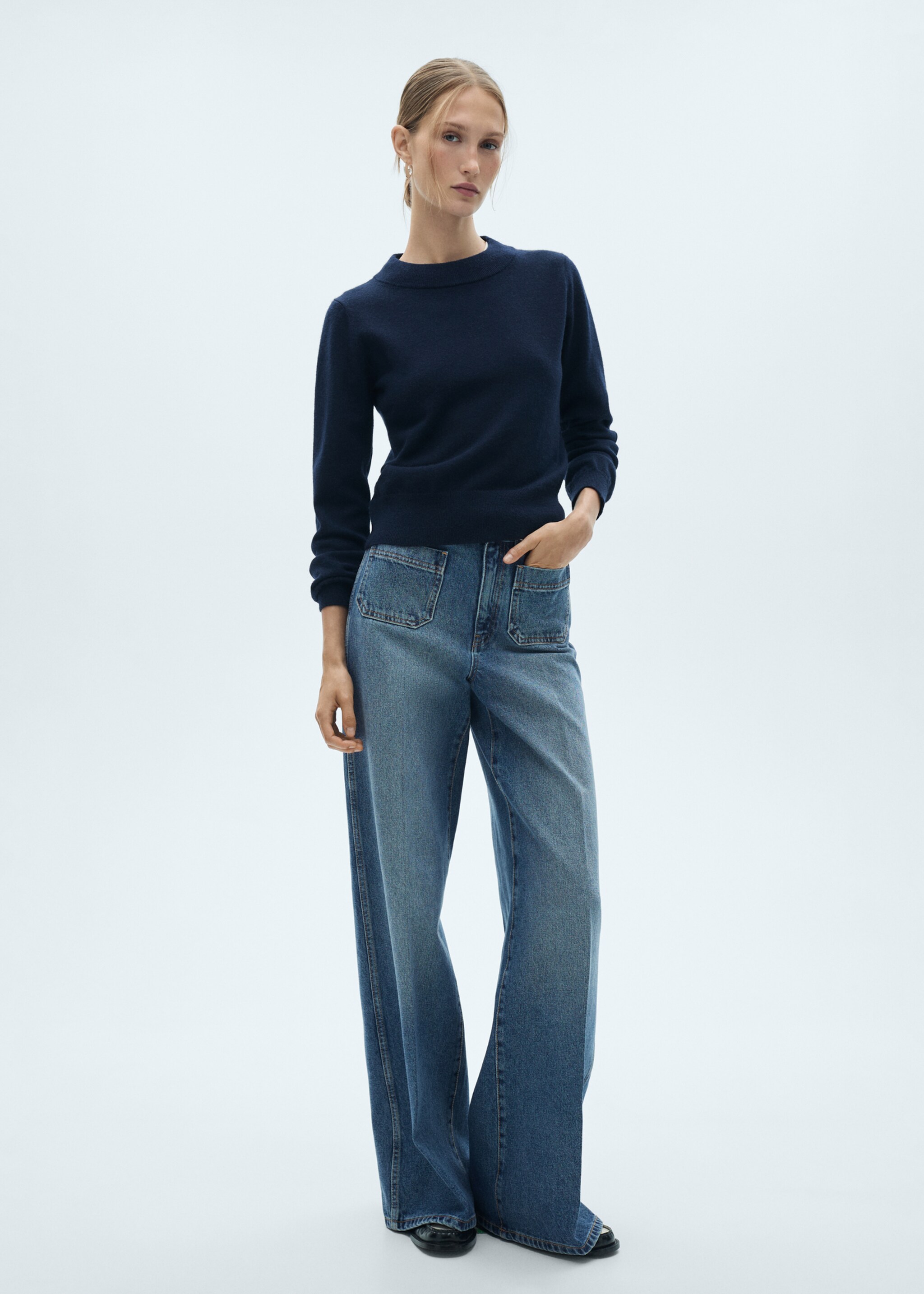 Wide leg jeans with pockets - General plane, Medium Vintage Blue. Ref: 77067645-00.