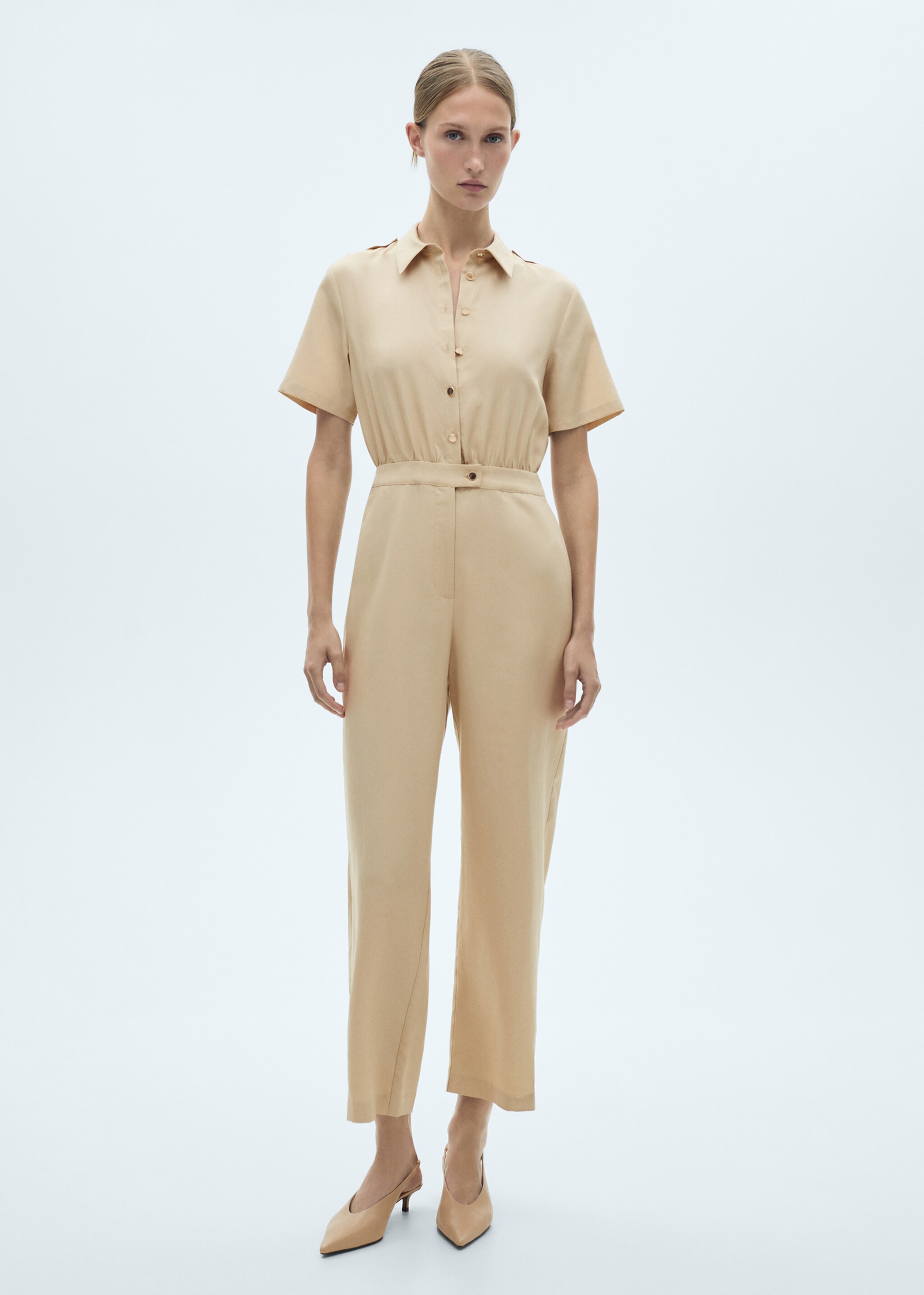 Lyocell shirt-collar jumpsuit - General plane