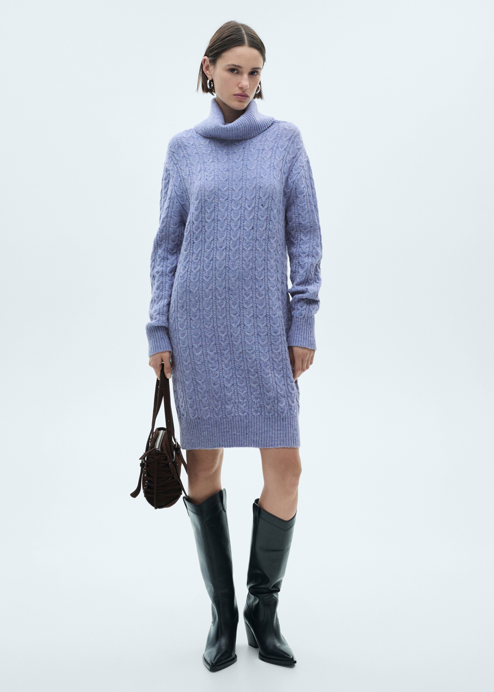 Turtle neck knit dress - General plane, Sky Blue. Ref: 77067661-00.