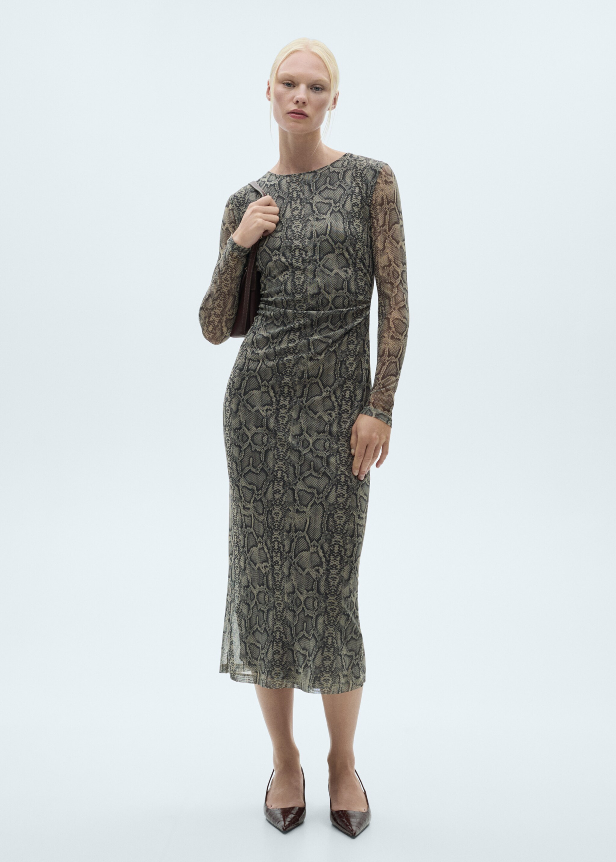 Animal-print mesh dress - General plane, Grey. Ref: 77067677-00.