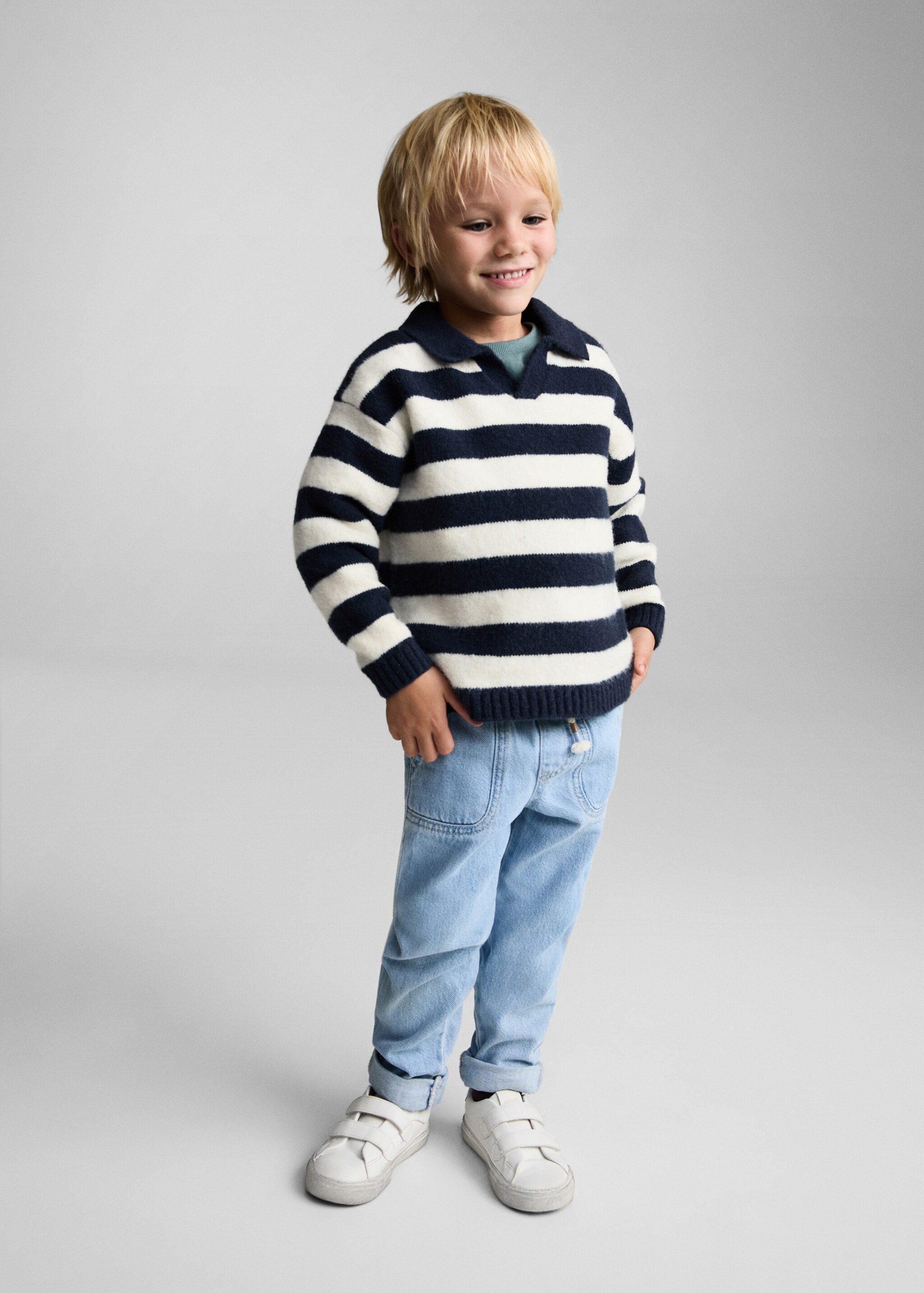 Striped polo-neck sweater - General plane, Dark Navy. Ref: 77067680-00.