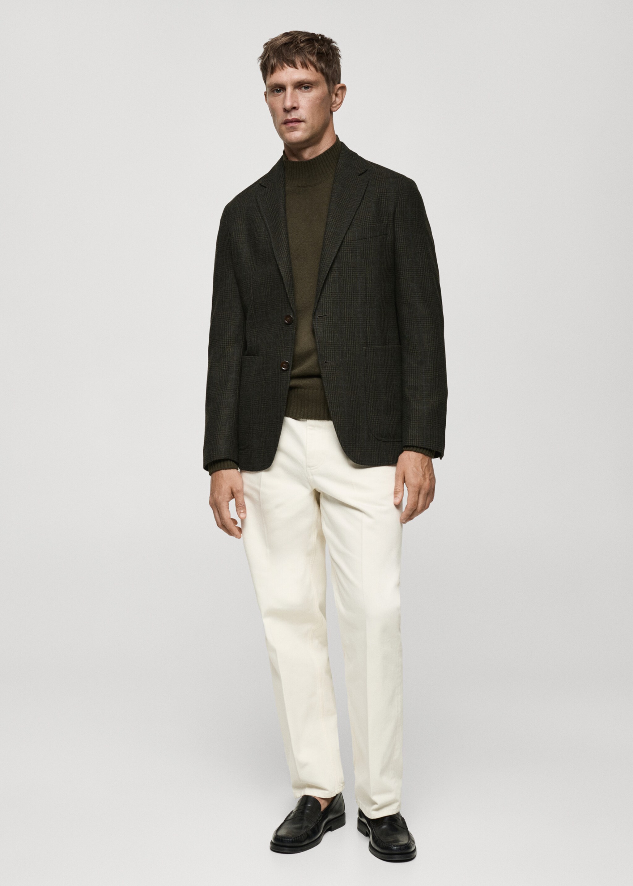 Wool-blend slim-fit suit jacket - General plane, Khaki. Ref: 77067917-00.