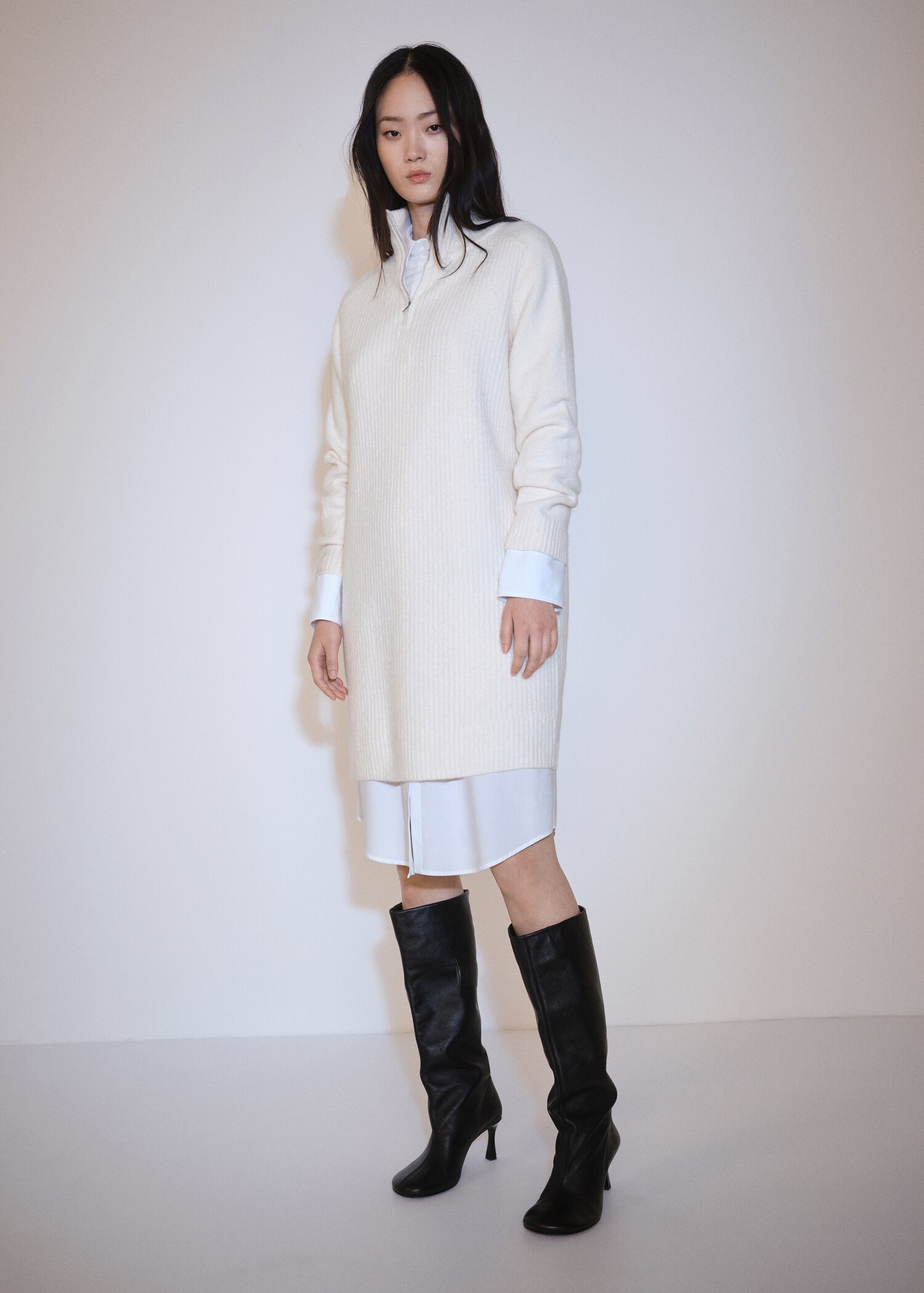 Rippstrick-Kleid mit Reißverschluss - Allgemeine Ansicht