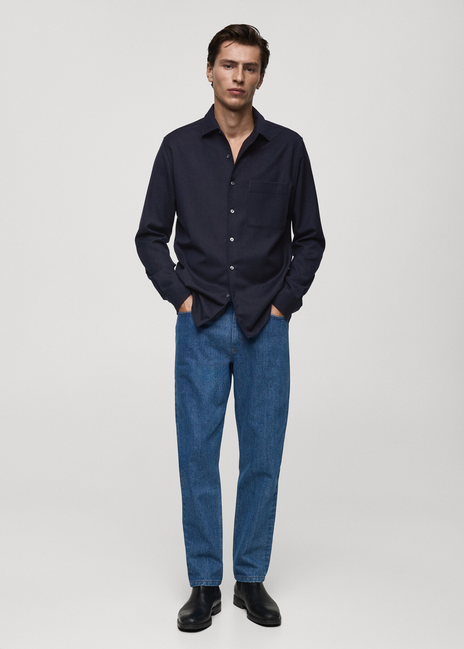 100% wool shirt with pocket - General plane