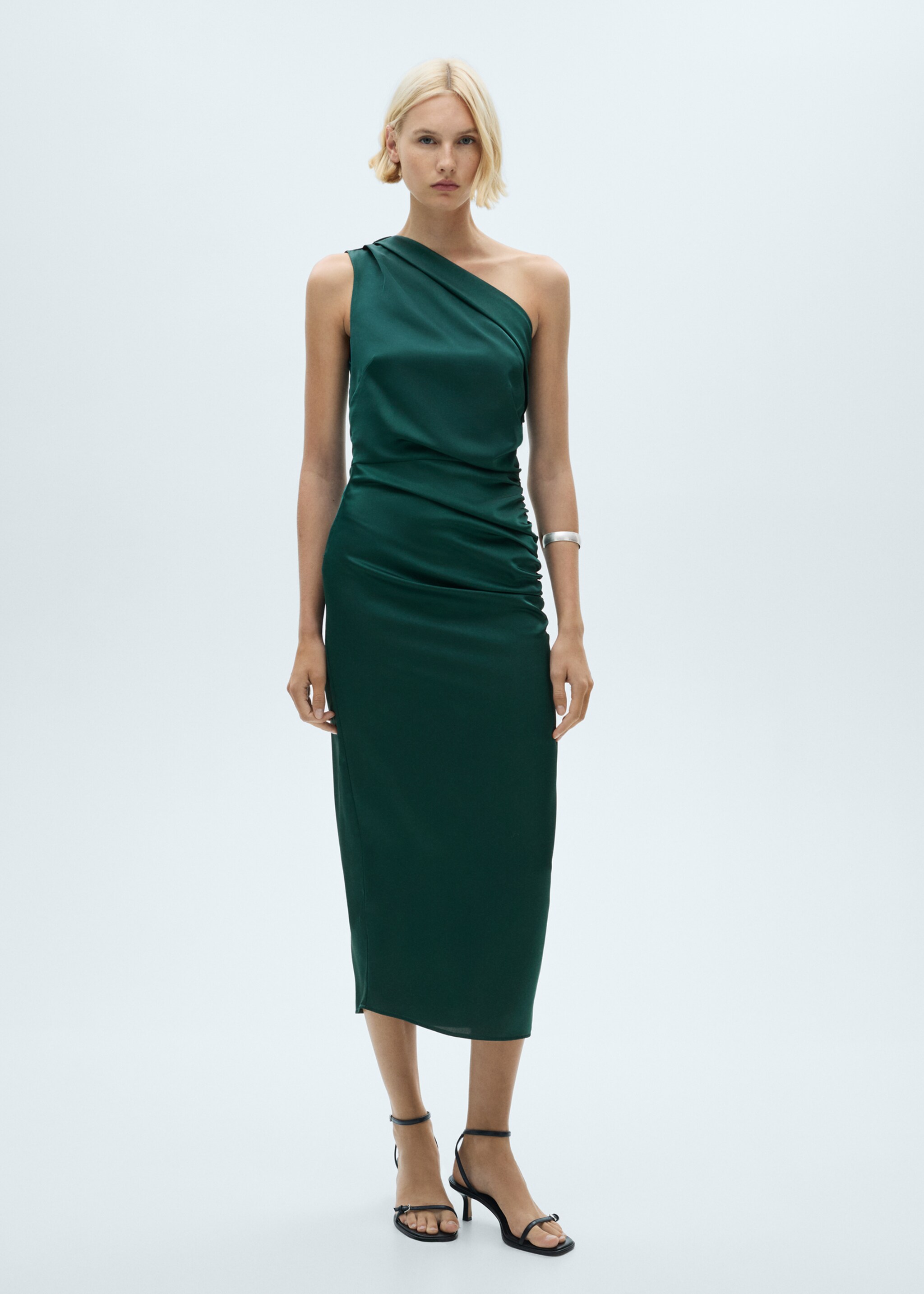 Asymmetrical pleated dress - General plane, Green. Ref: 77069055-00.