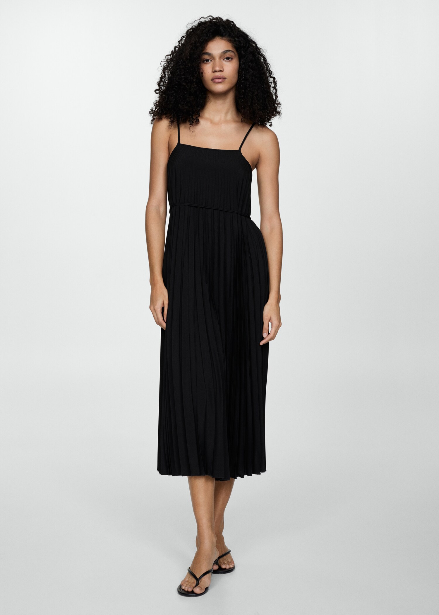 Plissiertes Kleid mit Schleife - Allgemeine Ansicht