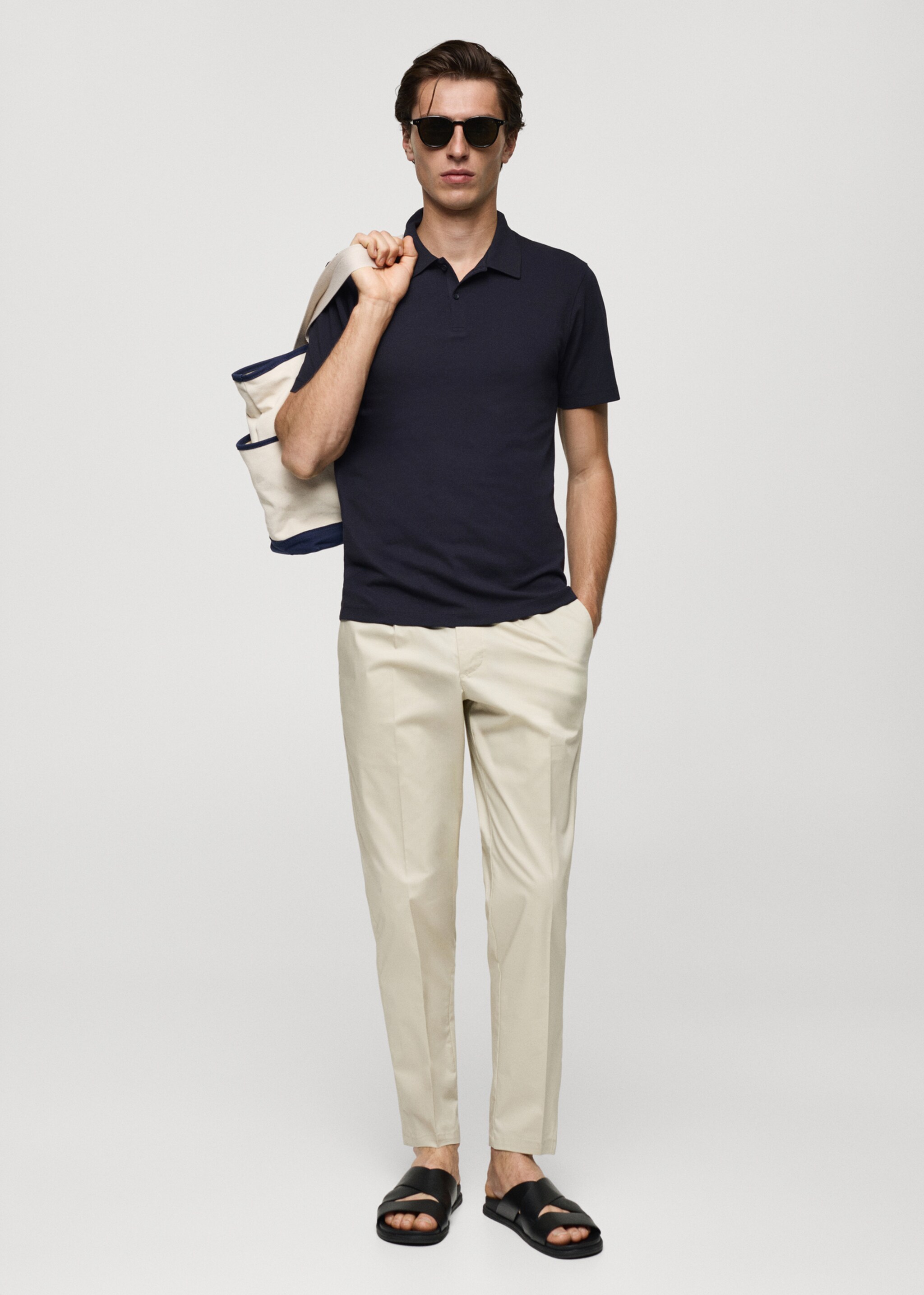 Polo slim-fit piqué de coton texturé - Plan général