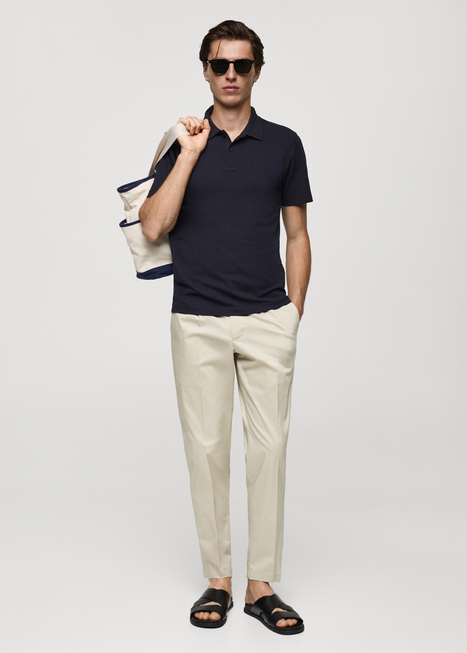 Polo slim-fit piqué de coton texturé - Plan général