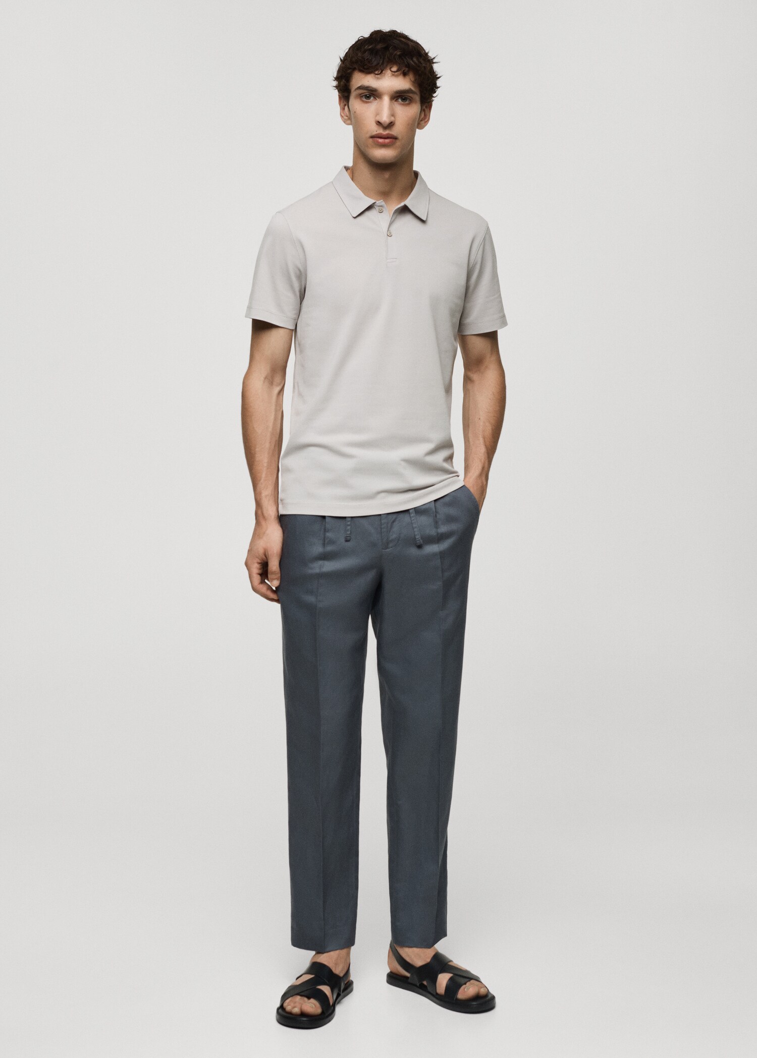Polo slim-fit piqué de coton texturé - Plan général