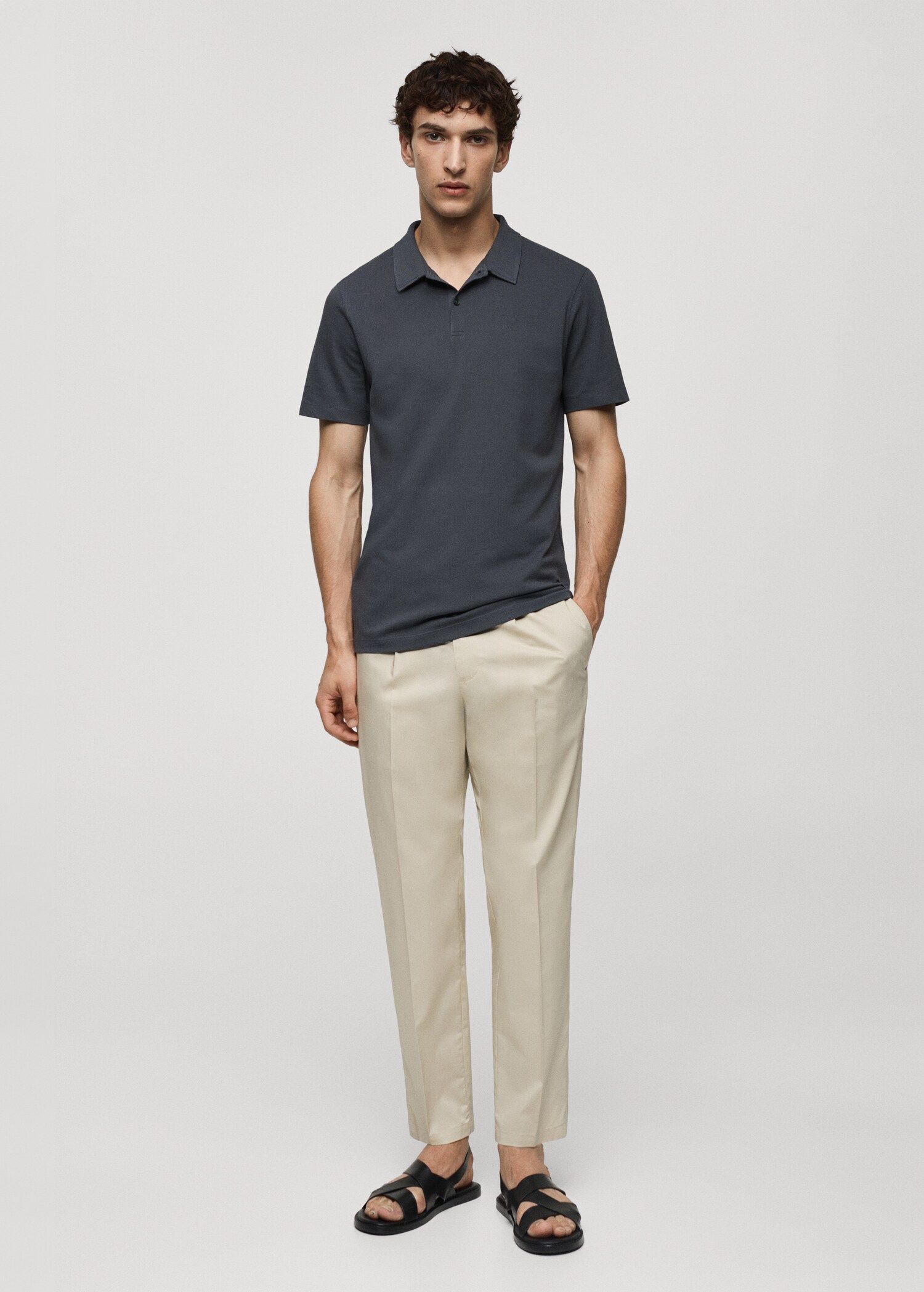 Polo slim-fit piqué de coton texturé - Plan général