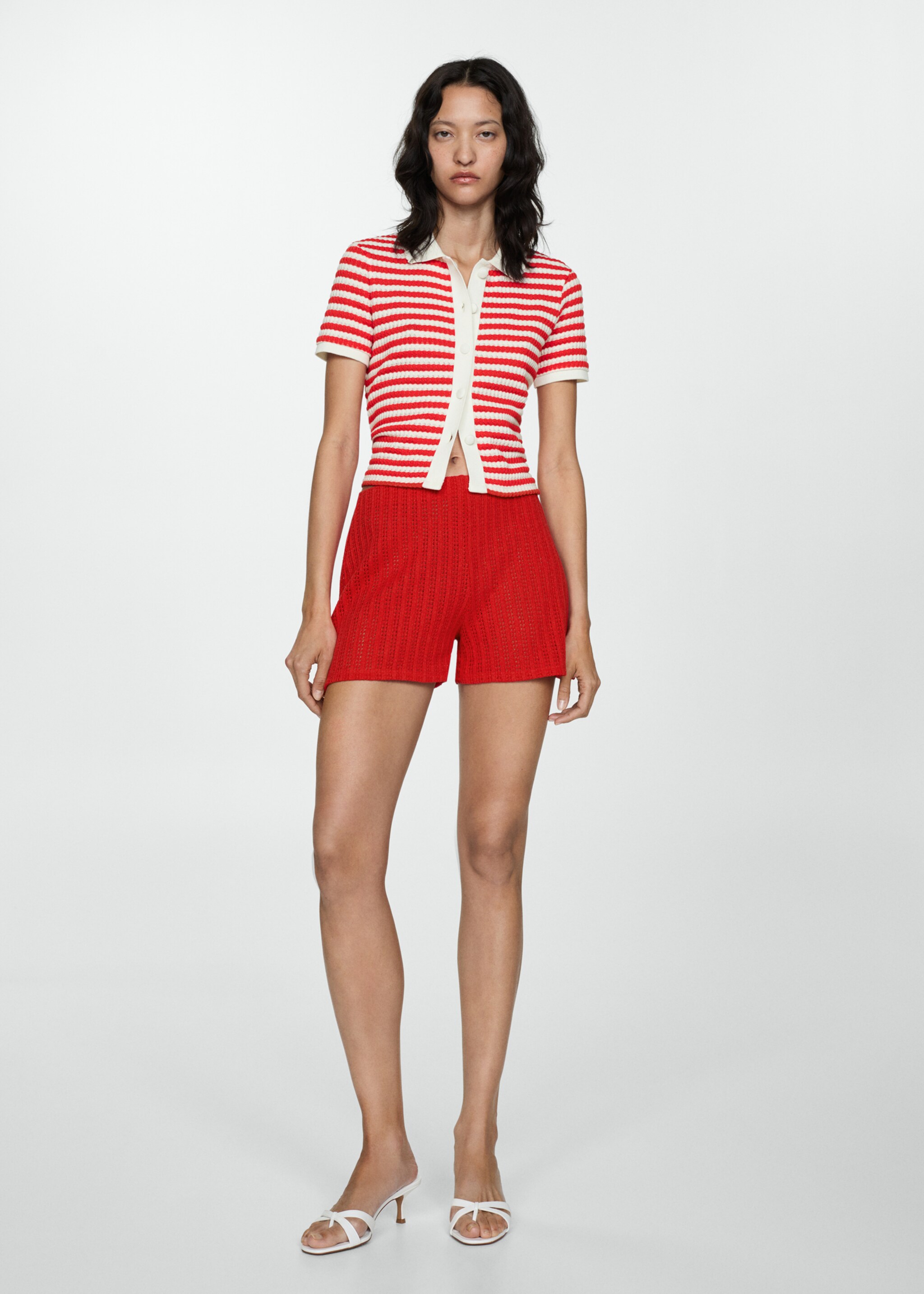 Combined knitted t-shirt - General plane, Coral Red. Ref: 77070366-00.