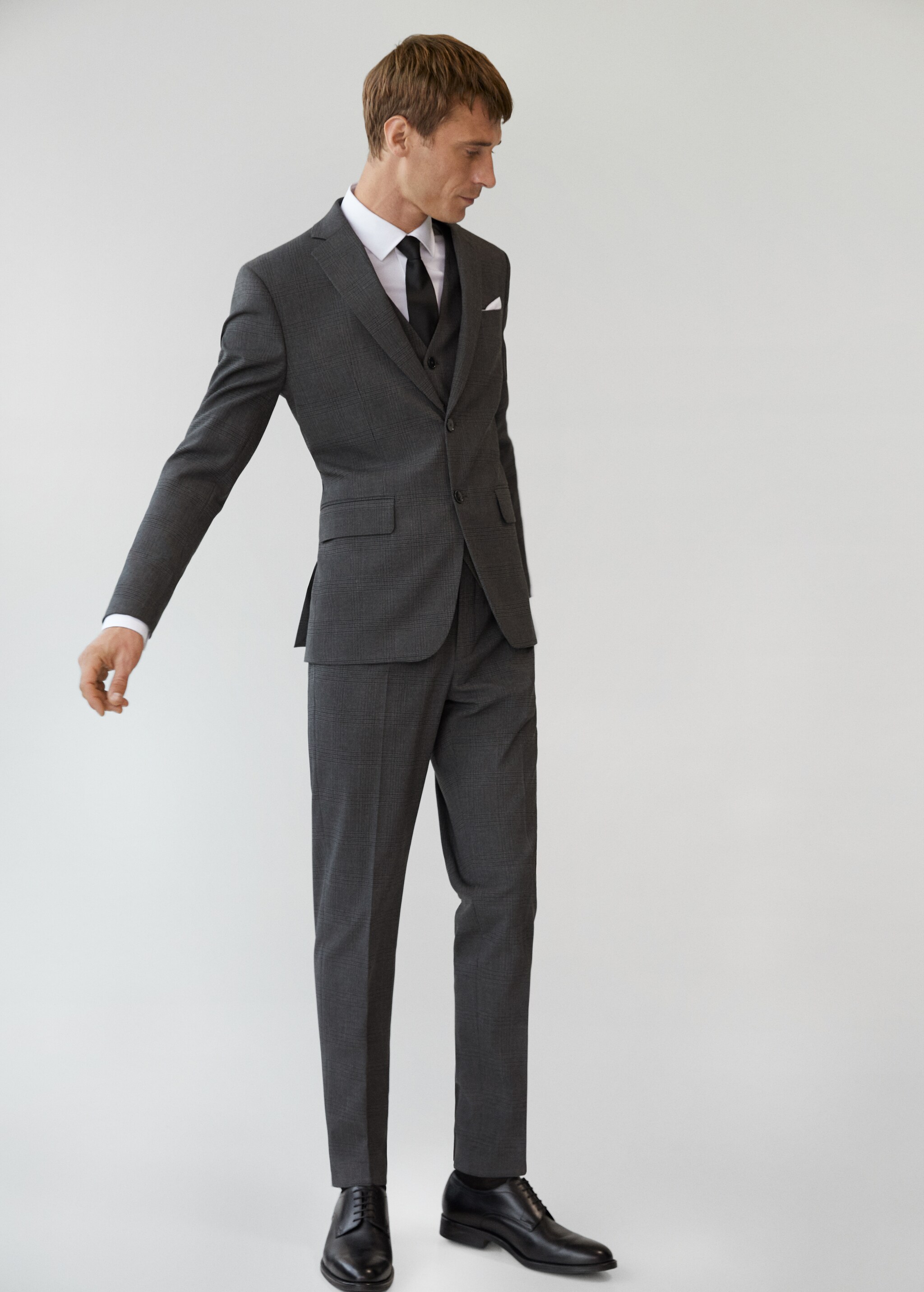 Chaleco traje slim fit cuadros - Plano general