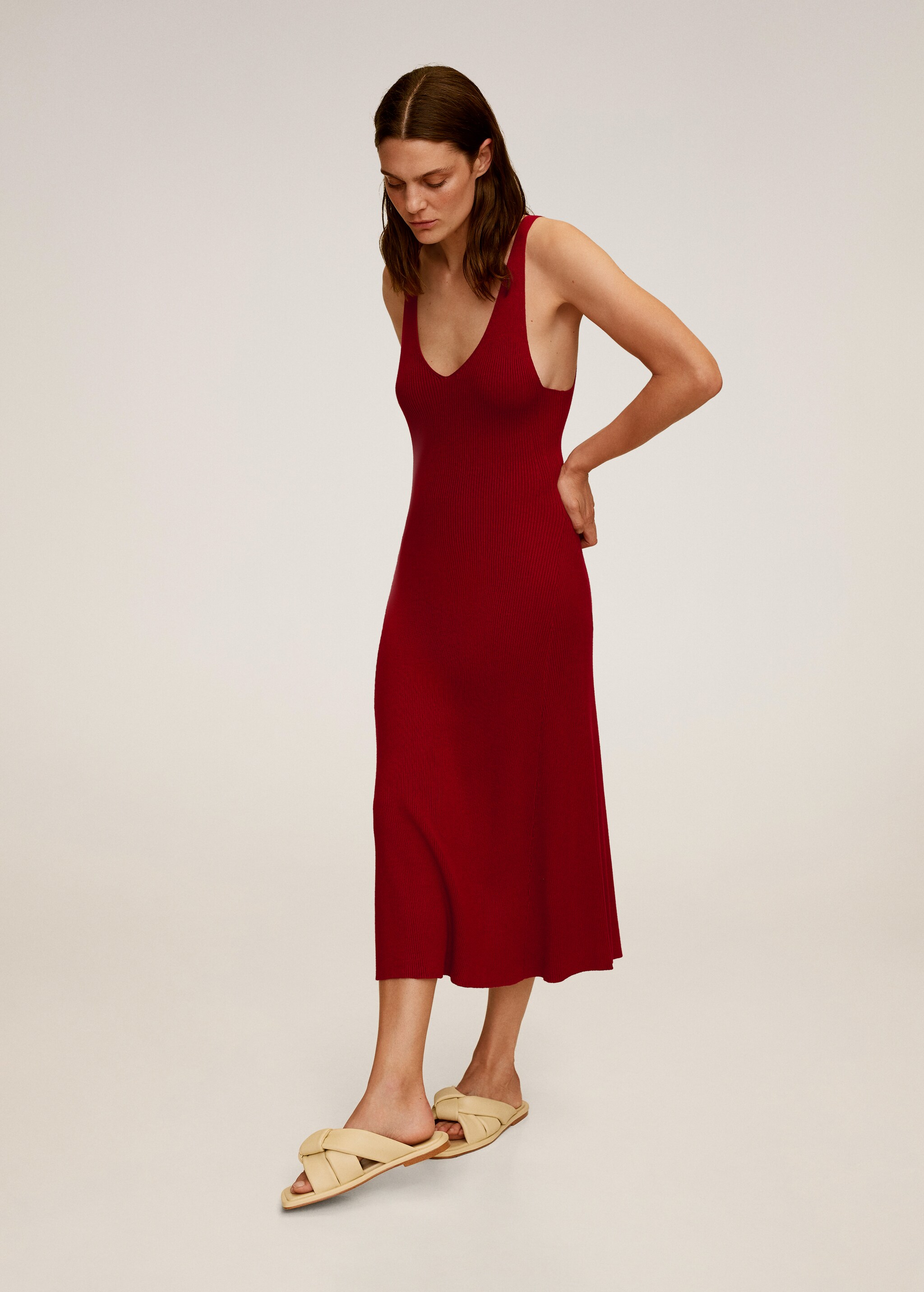 Vestido midi canalé - Plano general