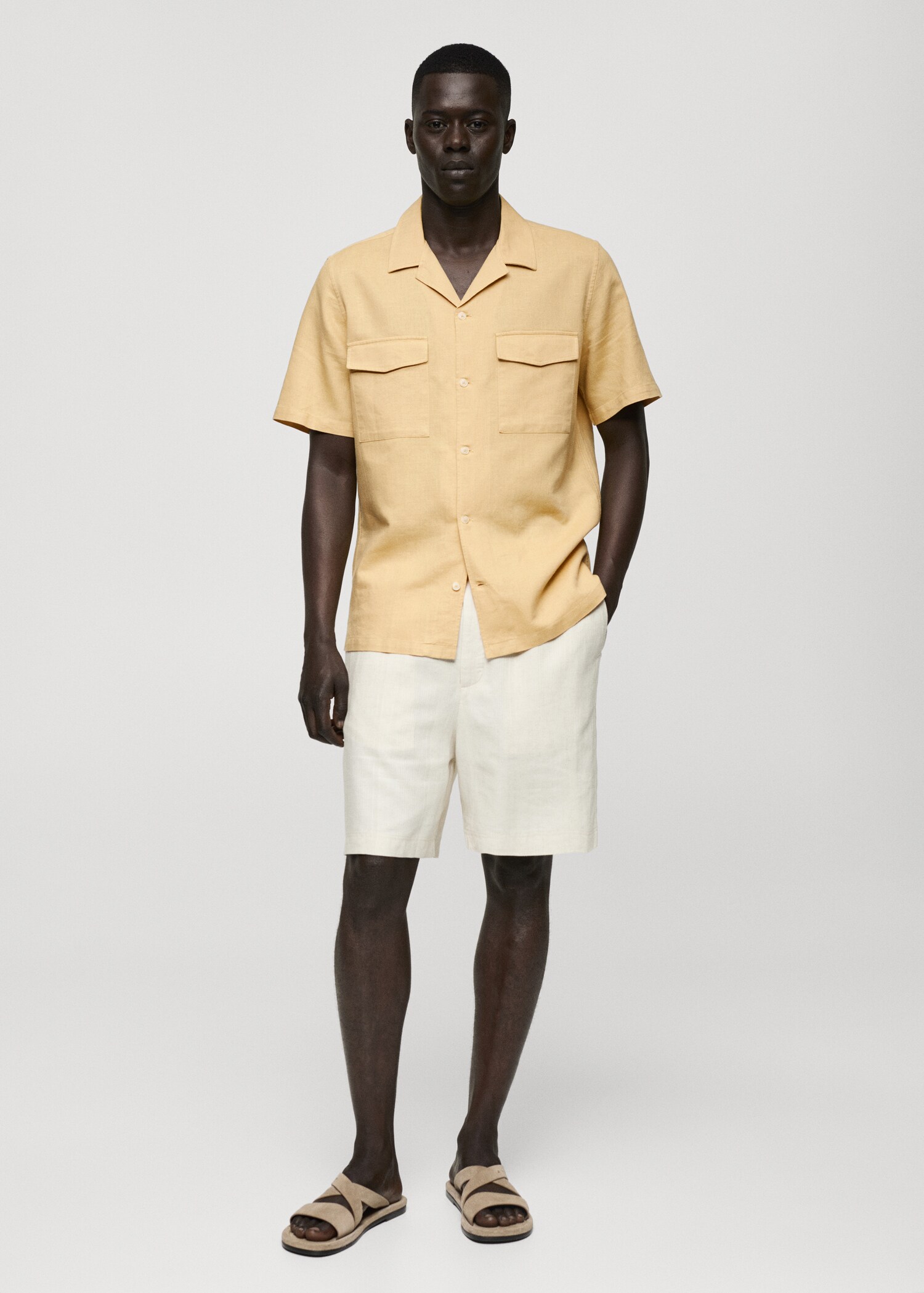 Camisa regular fit lino algodón - Plano general