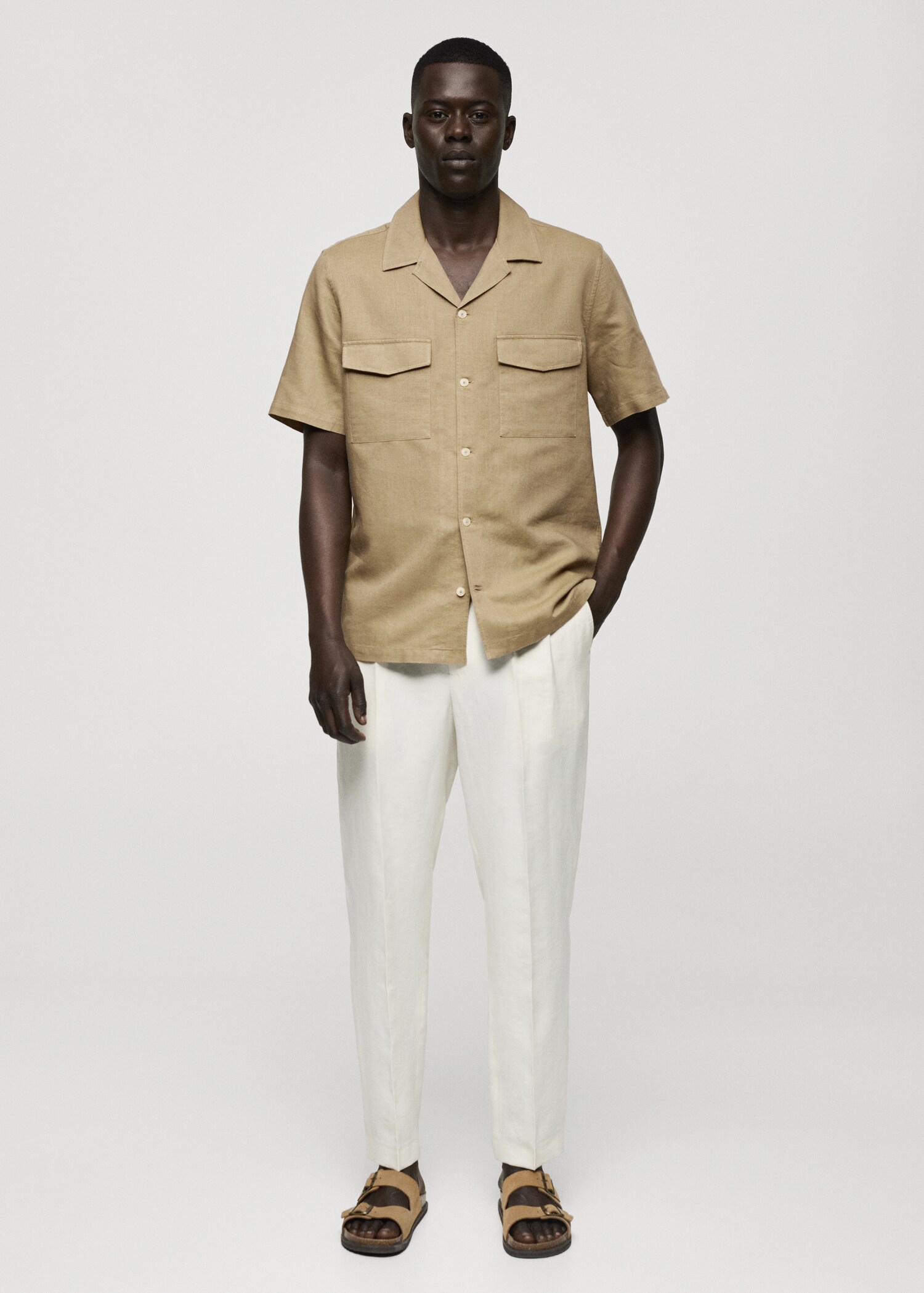 Camisa regular fit lino algodón - Plano general