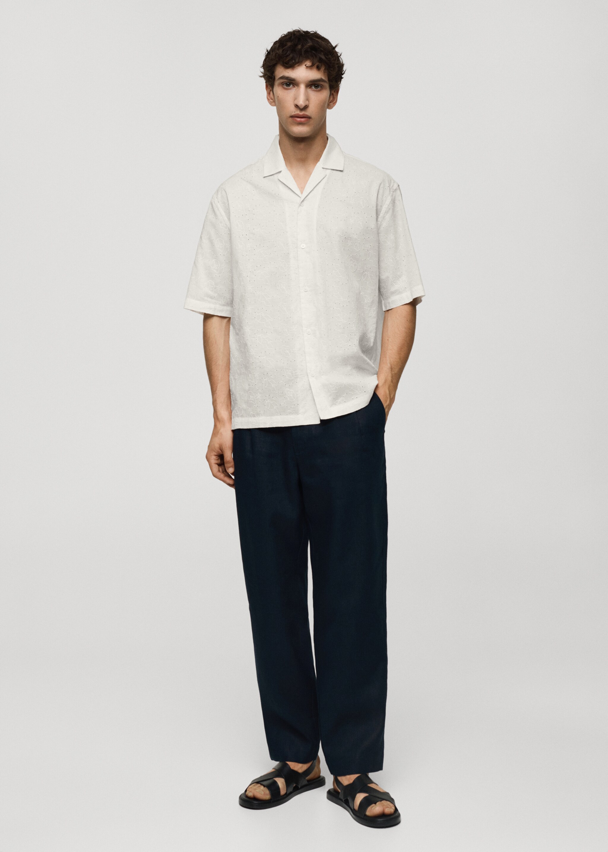 Camicia relaxed-fit 100% cotone ricamata - Piano generale