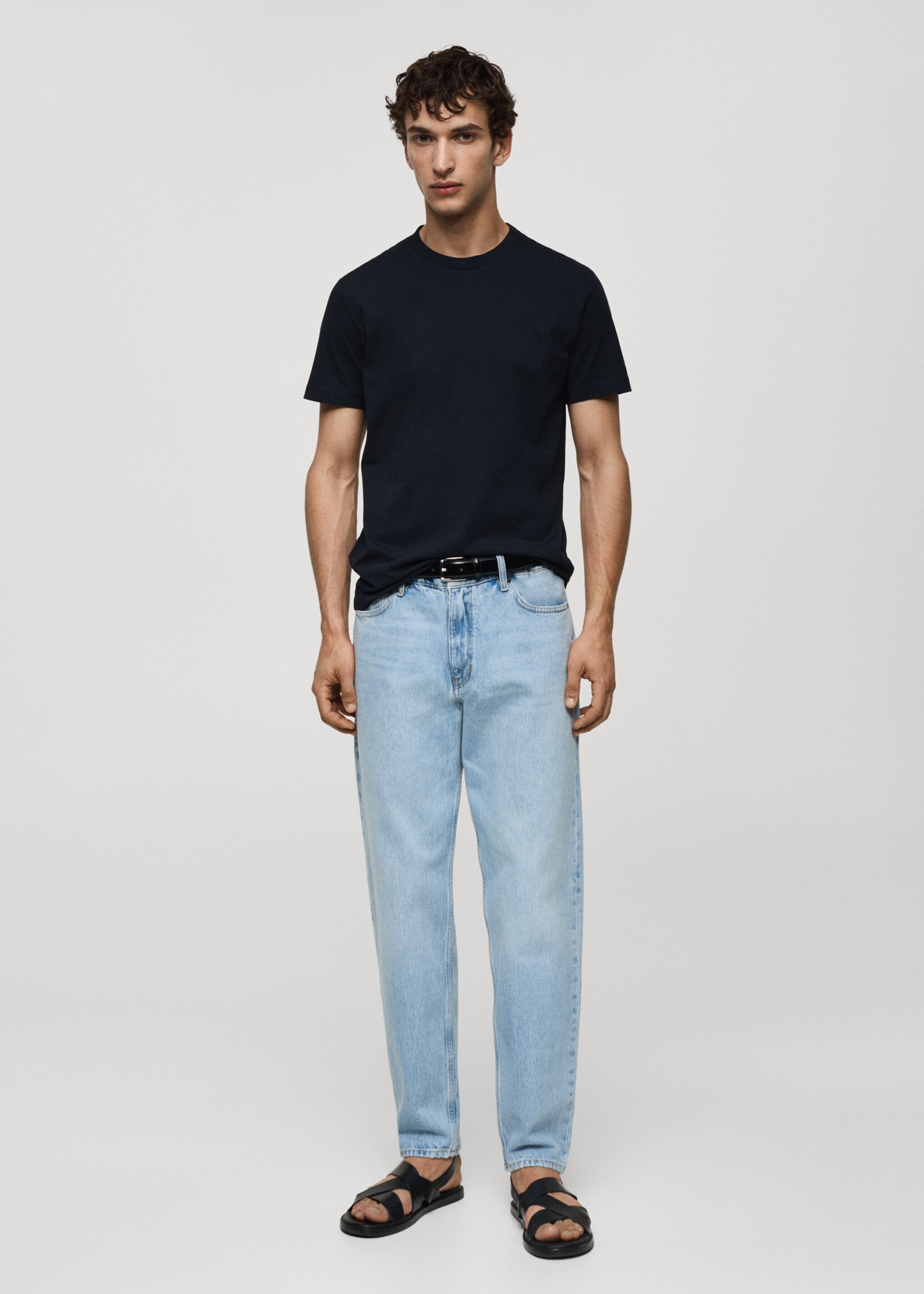 Camiseta algodón slim fit - Plano general, Azul marino oscuro. Ref: 77070606-00.