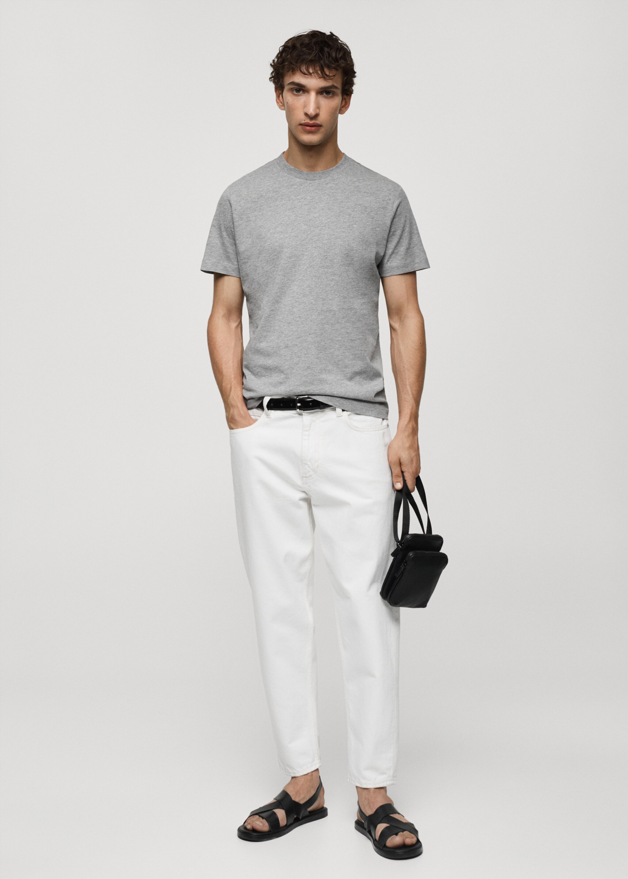 Camiseta algodón slim fit - Plano general, Gris medio vigoré. Ref: 77070606-00.