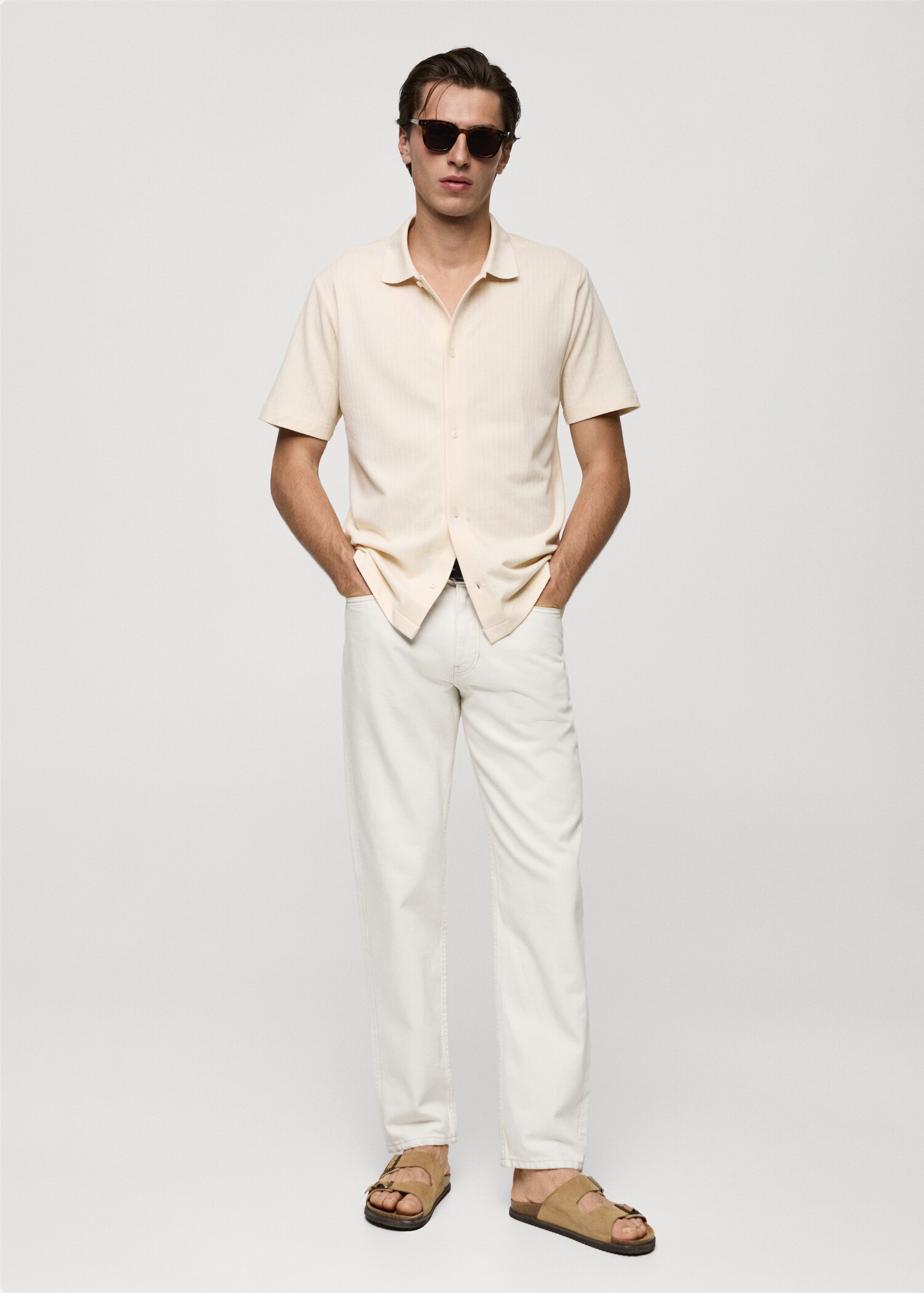 Regular-fit textured buttoned polo shirt - General plane