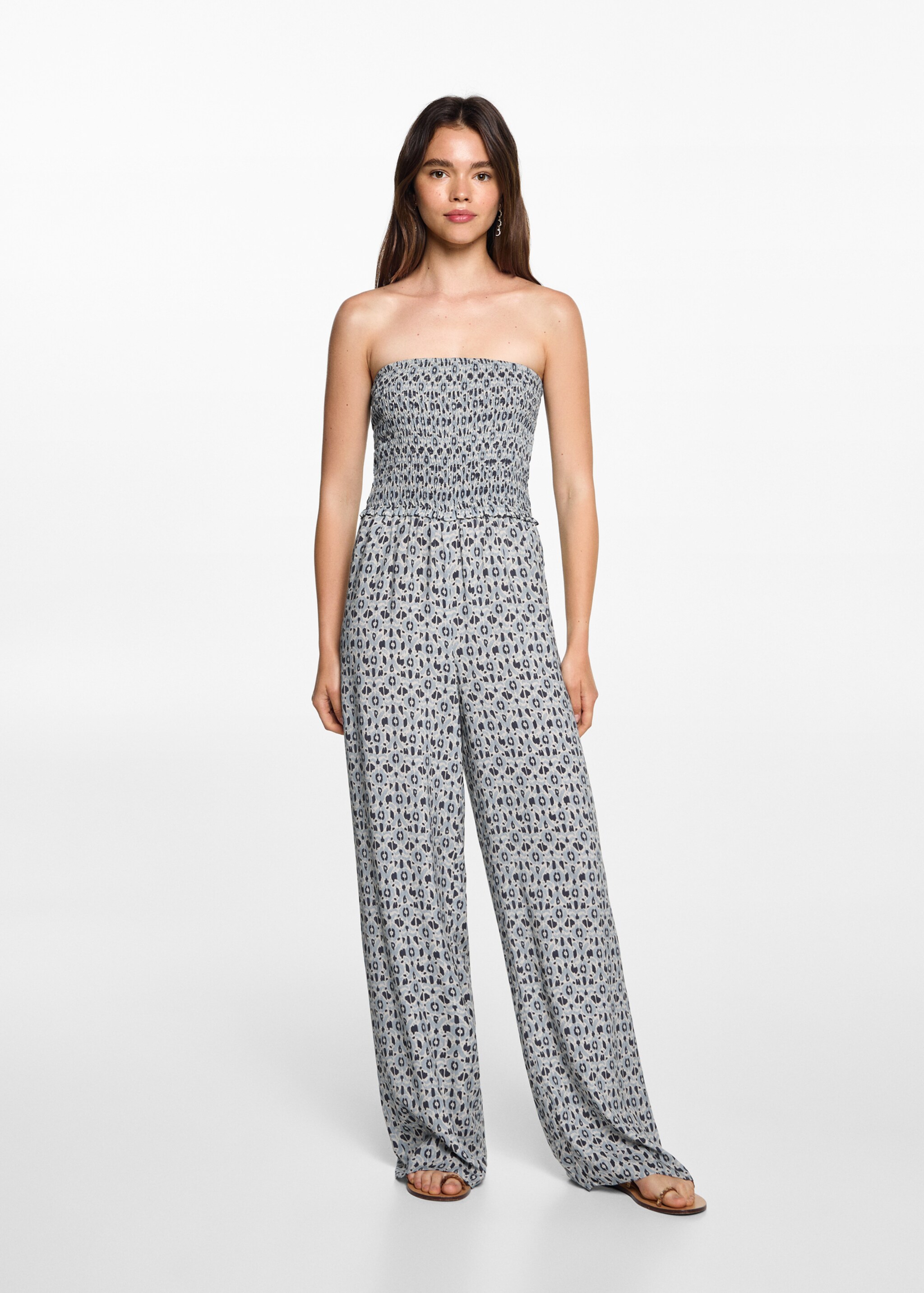 Printed strapless jumpsuit - General plane