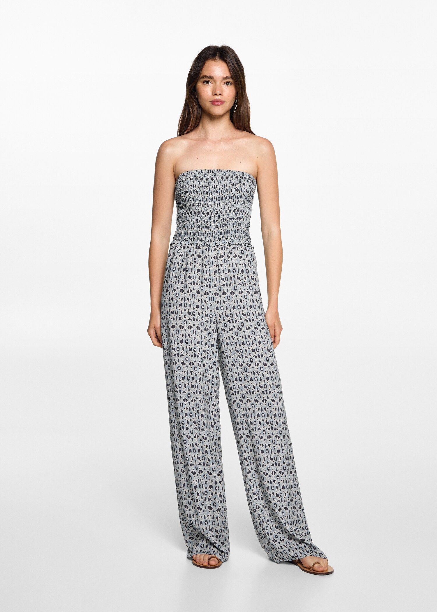 Printed strapless jumpsuit - General plane