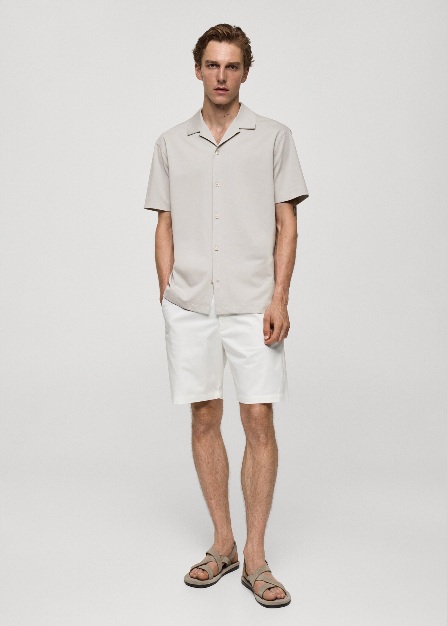Bowling collar cotton shirt - General plane