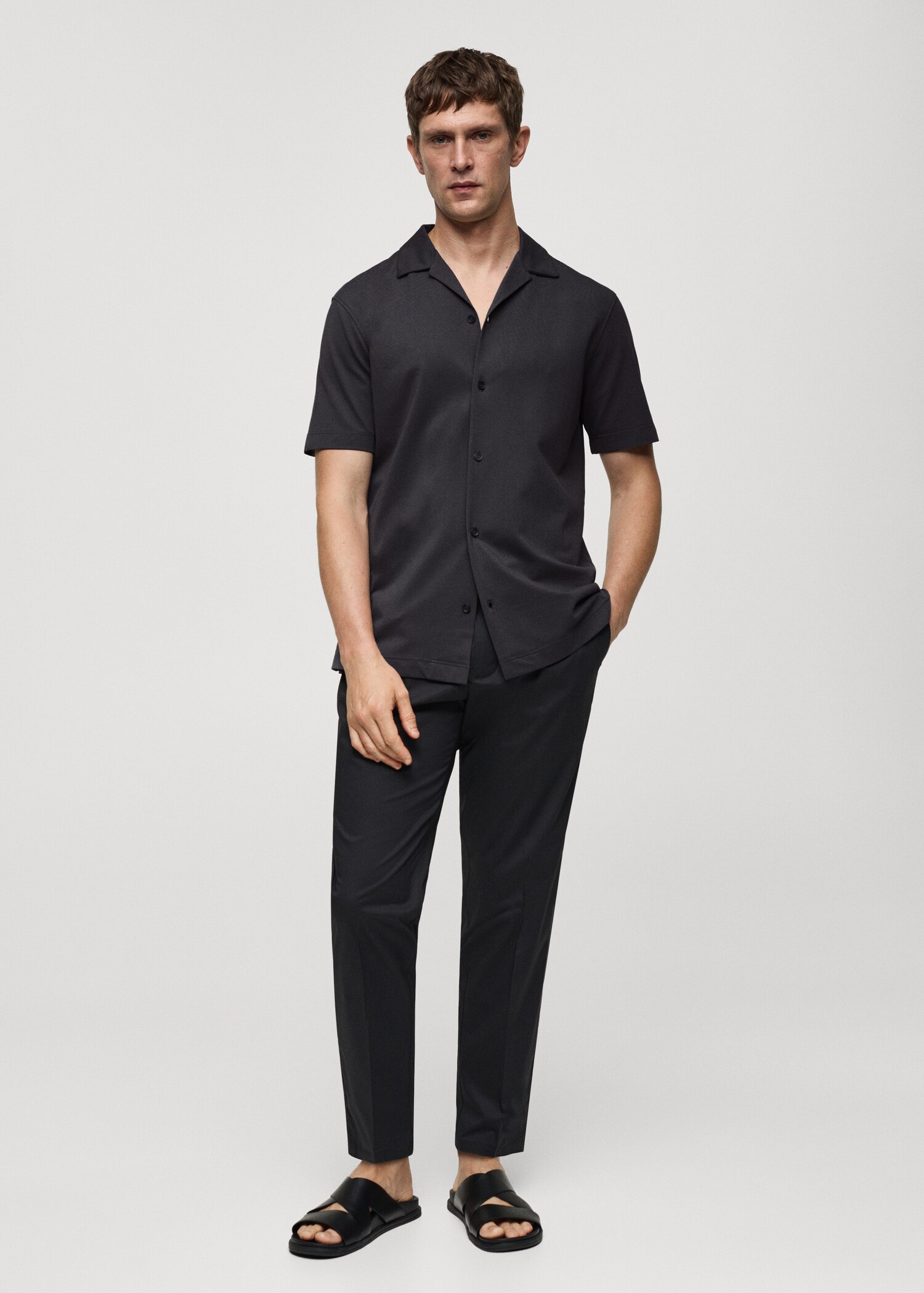 Bowling collar cotton shirt - General plane