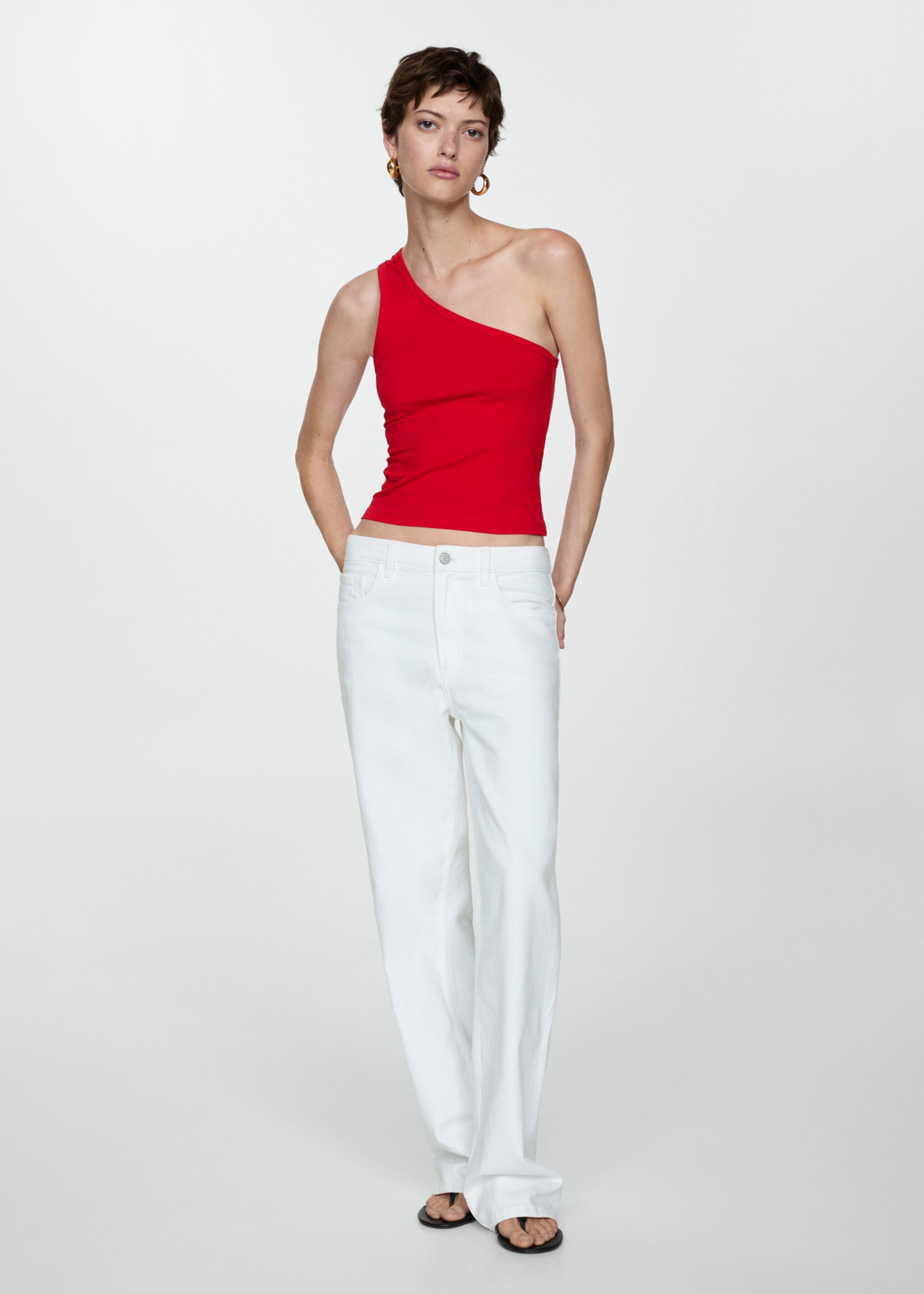 Asymmetrical cotton top - General plane, Red. Ref: 77072921-00.