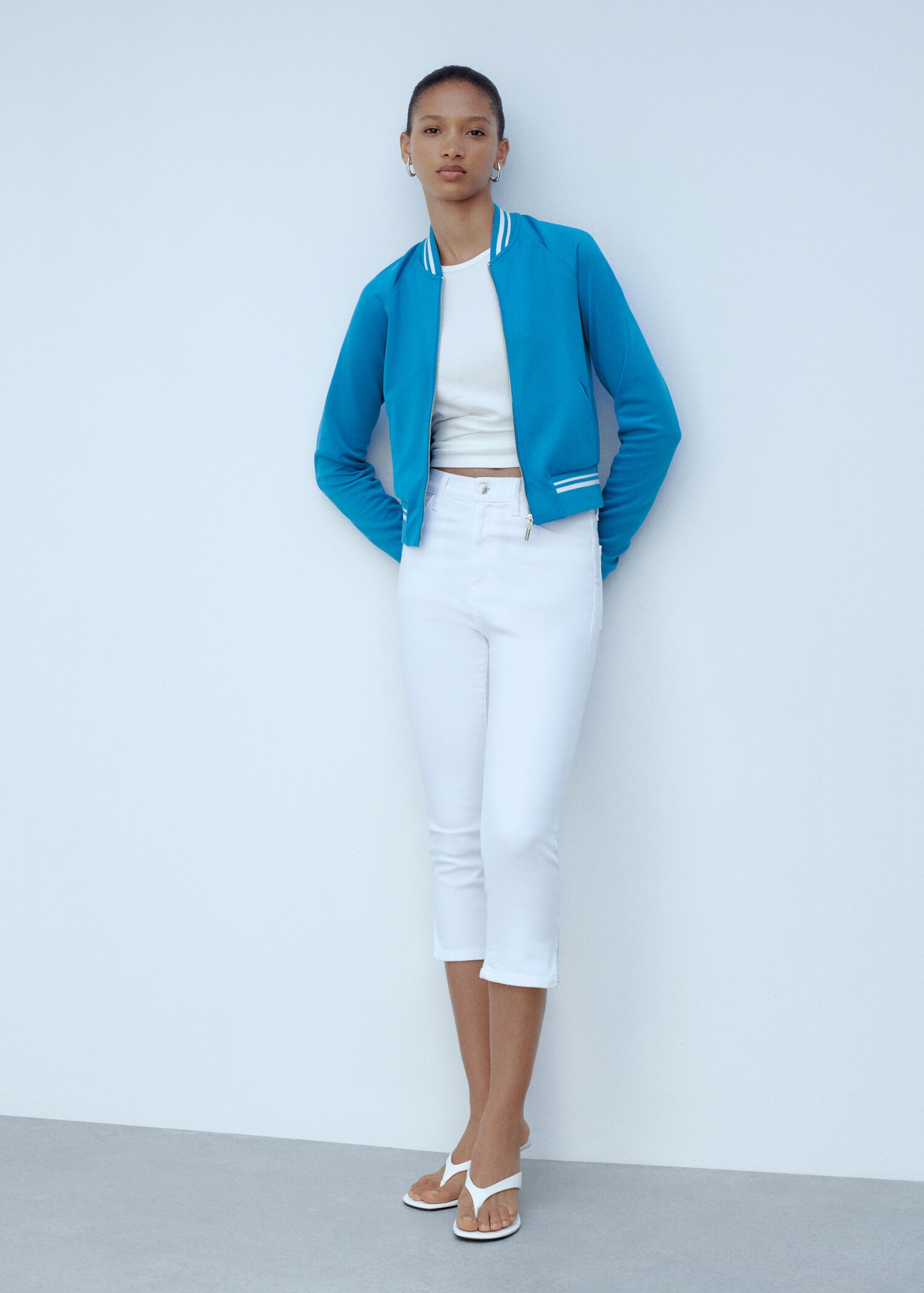Veste bomber rayures contrastantes - Plan général