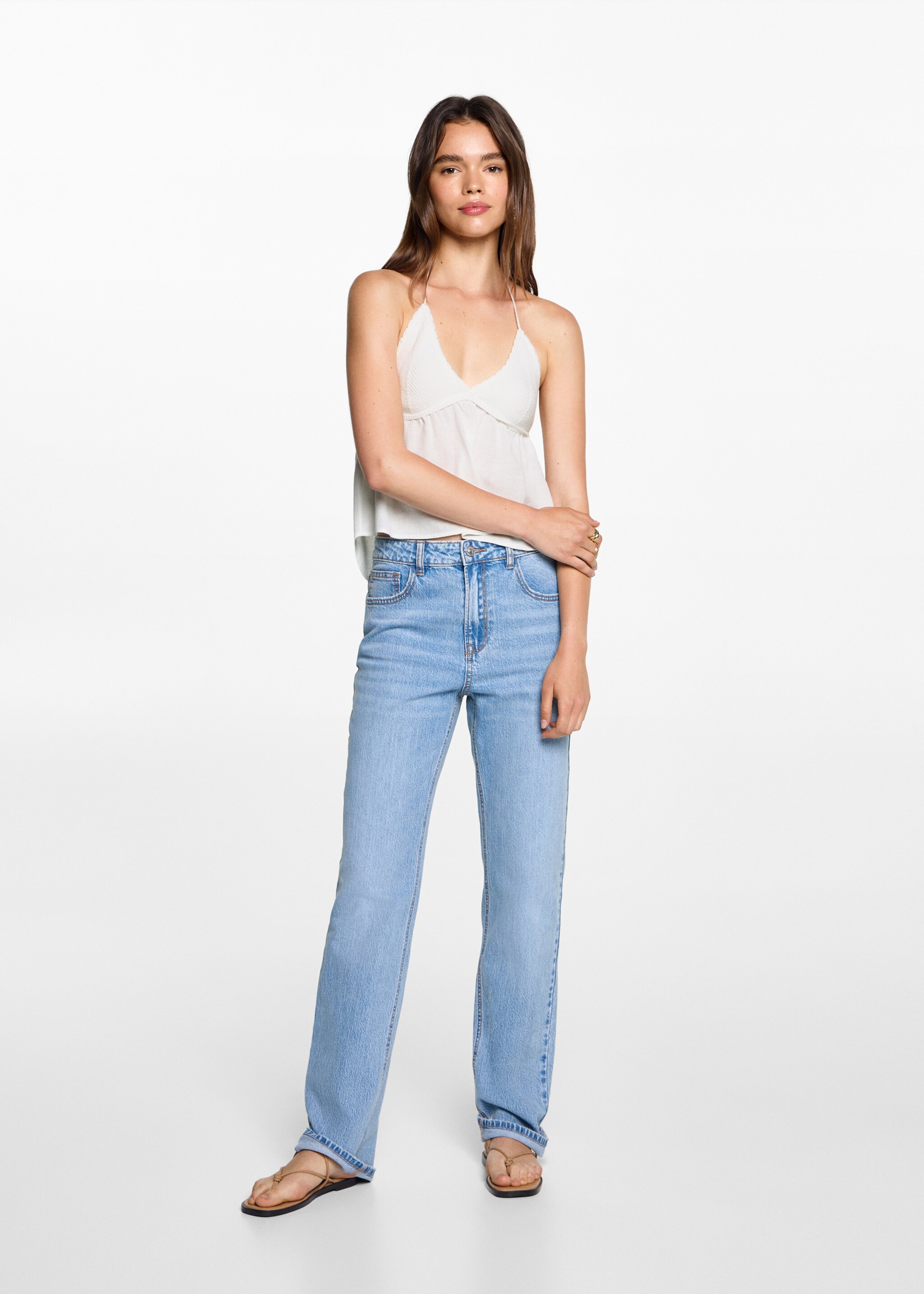 Top met crochet pand - Overzichtstekening, Gebroken wit. Ref: 77072933-00.