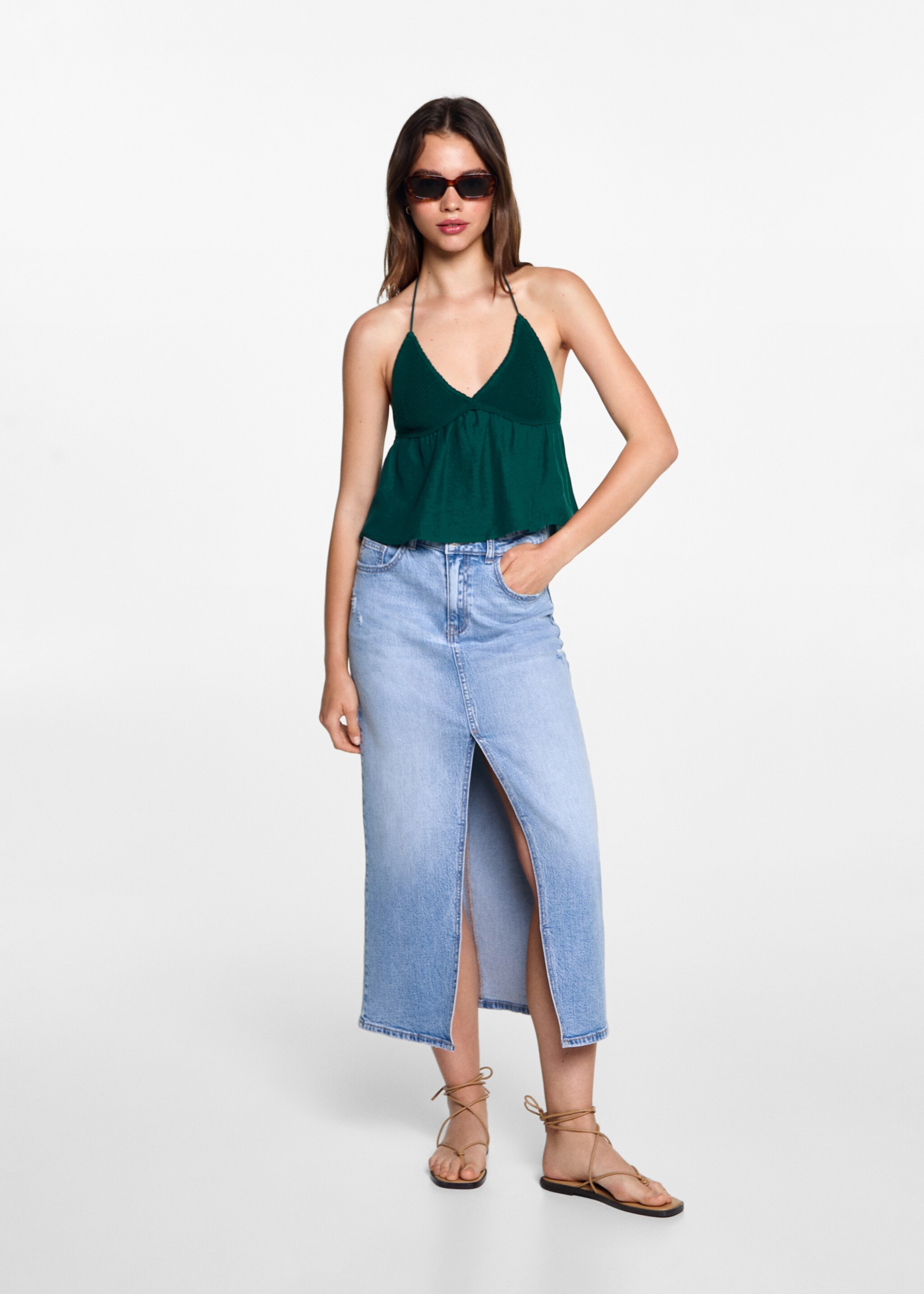 Top empiècement crochet - Plan général, Bleu pétrole. Ref: 77072933-00.