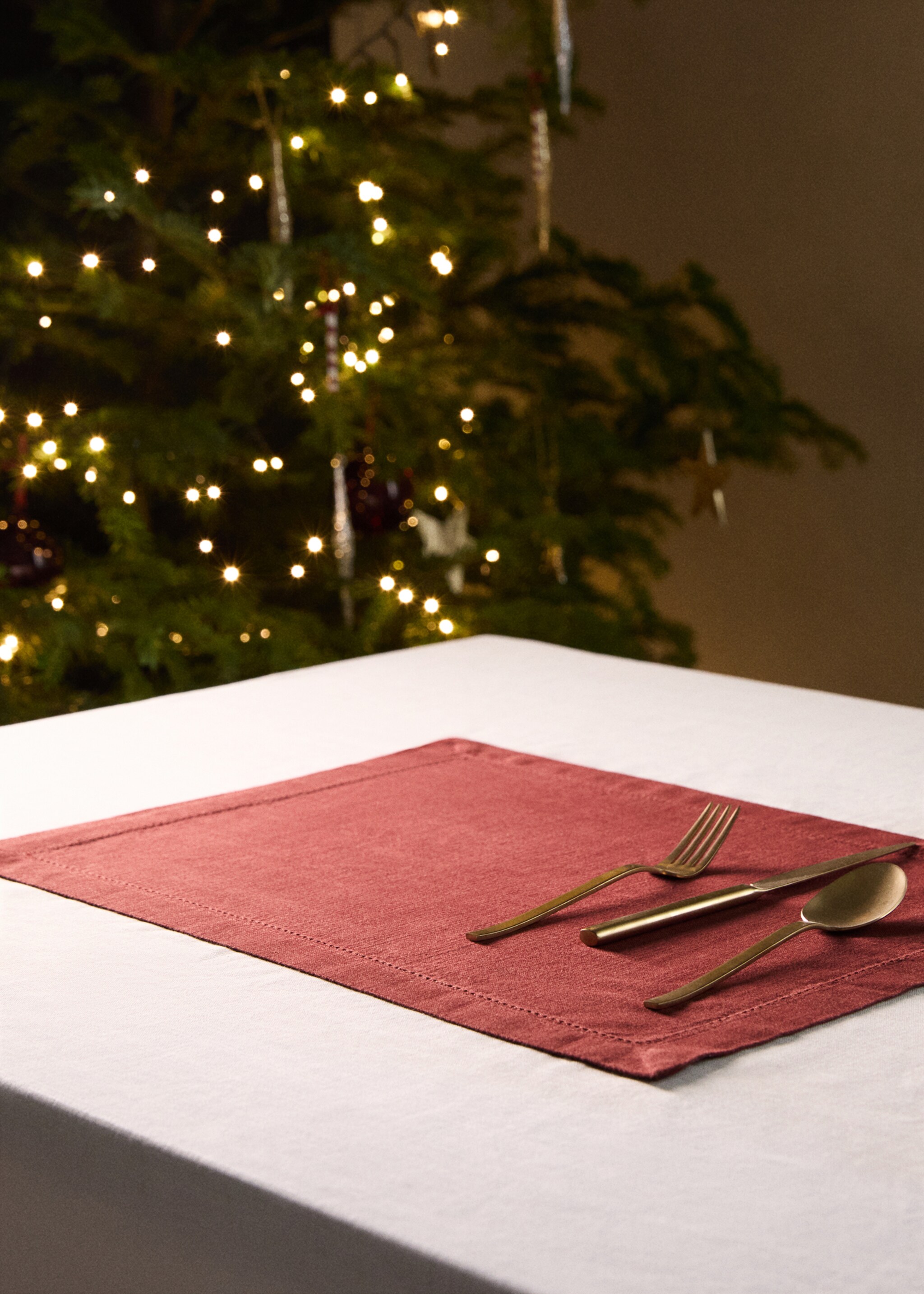 Hemstitch placemat - General plane, Burgundy. Ref: 77073279-00.