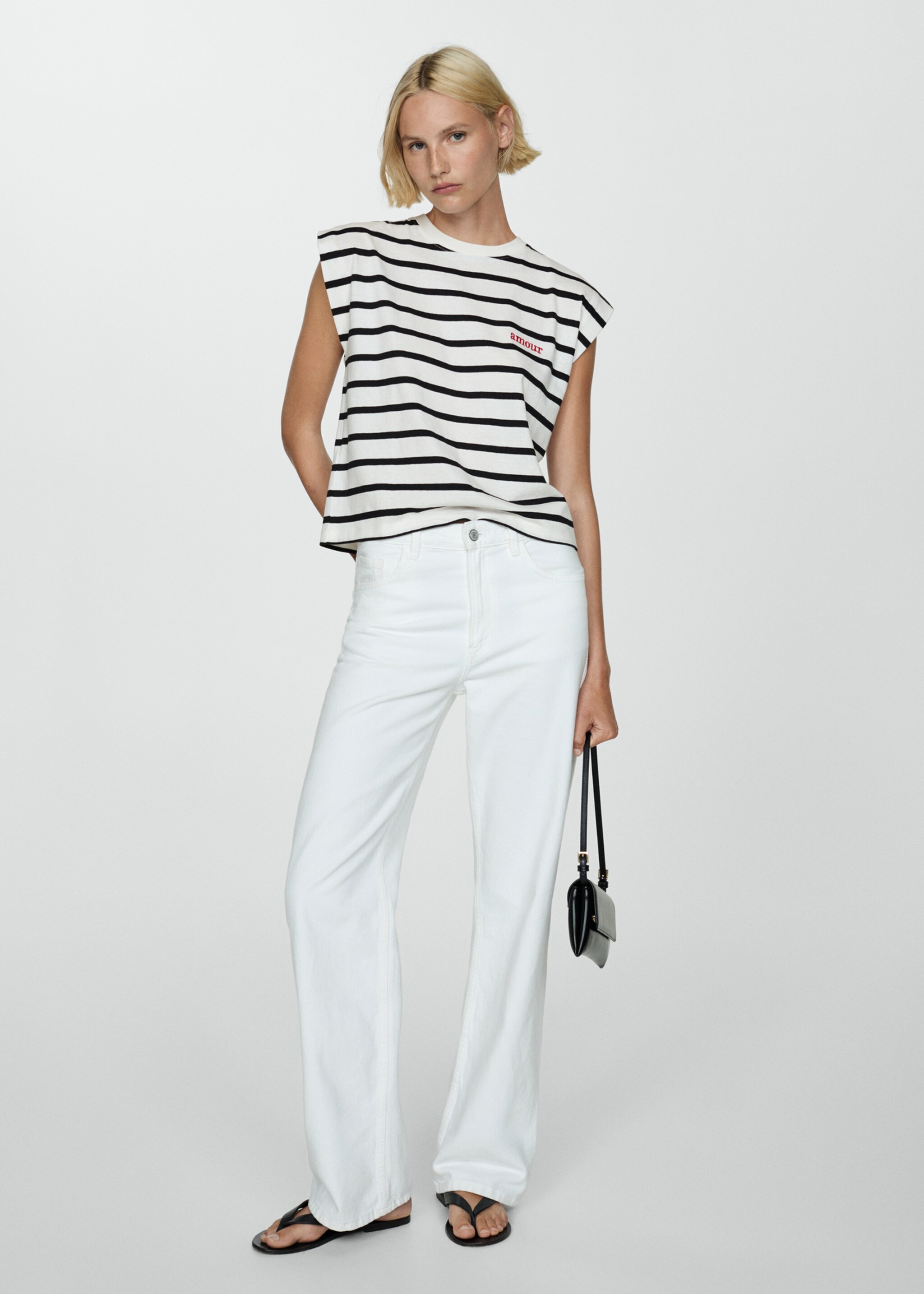 Prugasta pamučna majica - Opći prikaz, Bjeličasta. Ref: 77074013-00.