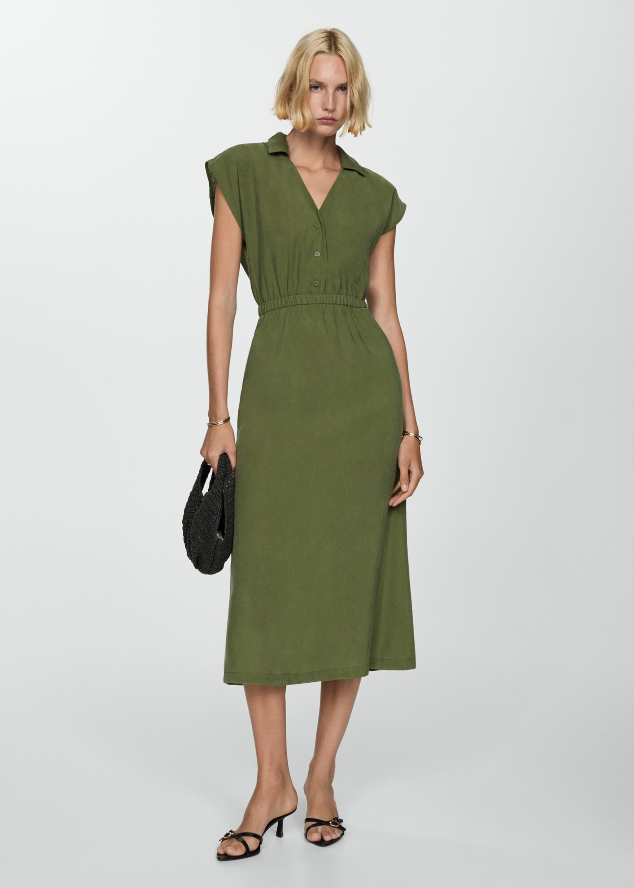 Modal dress with buttons - General plane, Forest Green. Ref: 77074018-00.