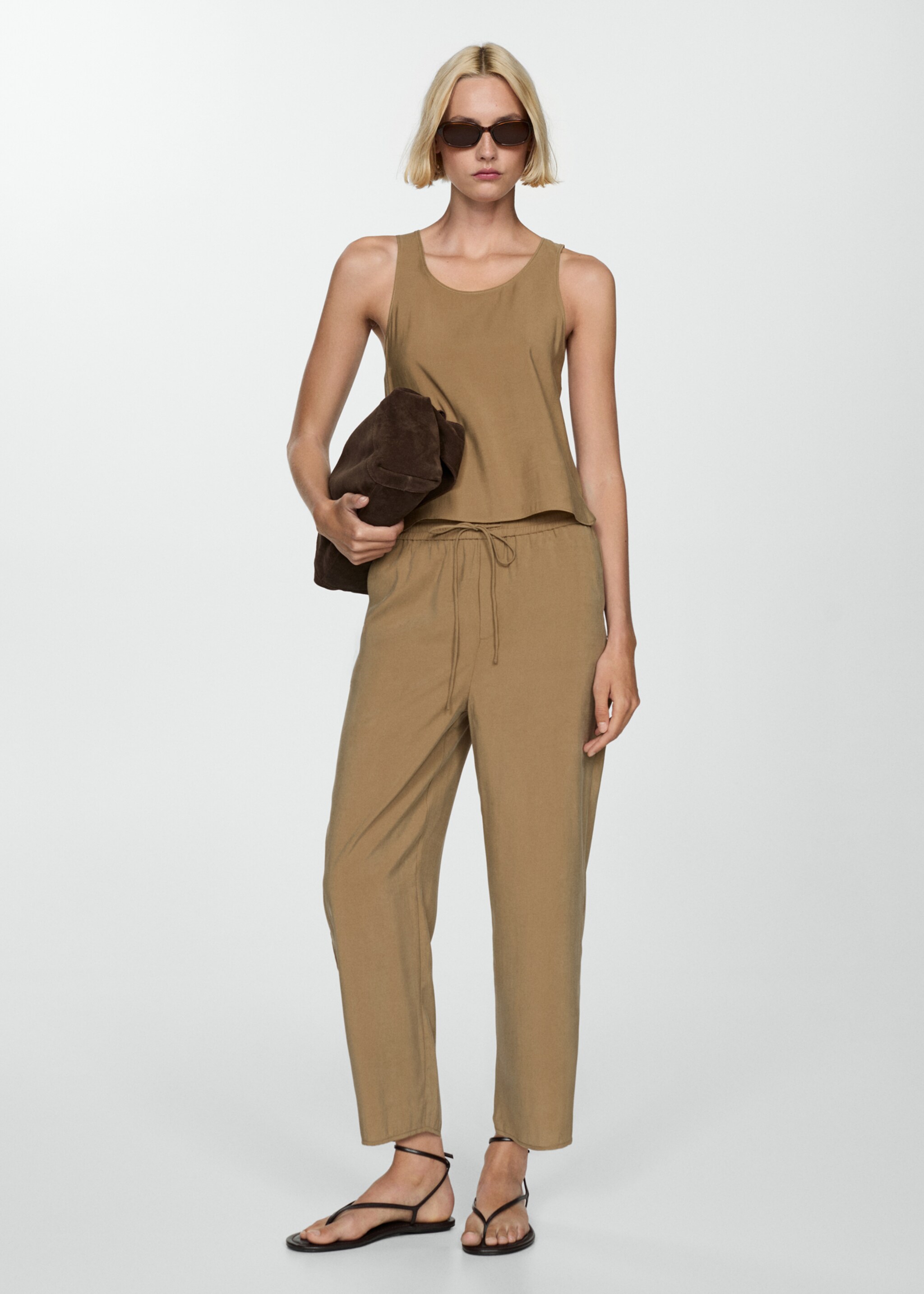 Modalový top bez rukávů - Celkový náhled, Středně hnědá. Ref: 77074019-00.