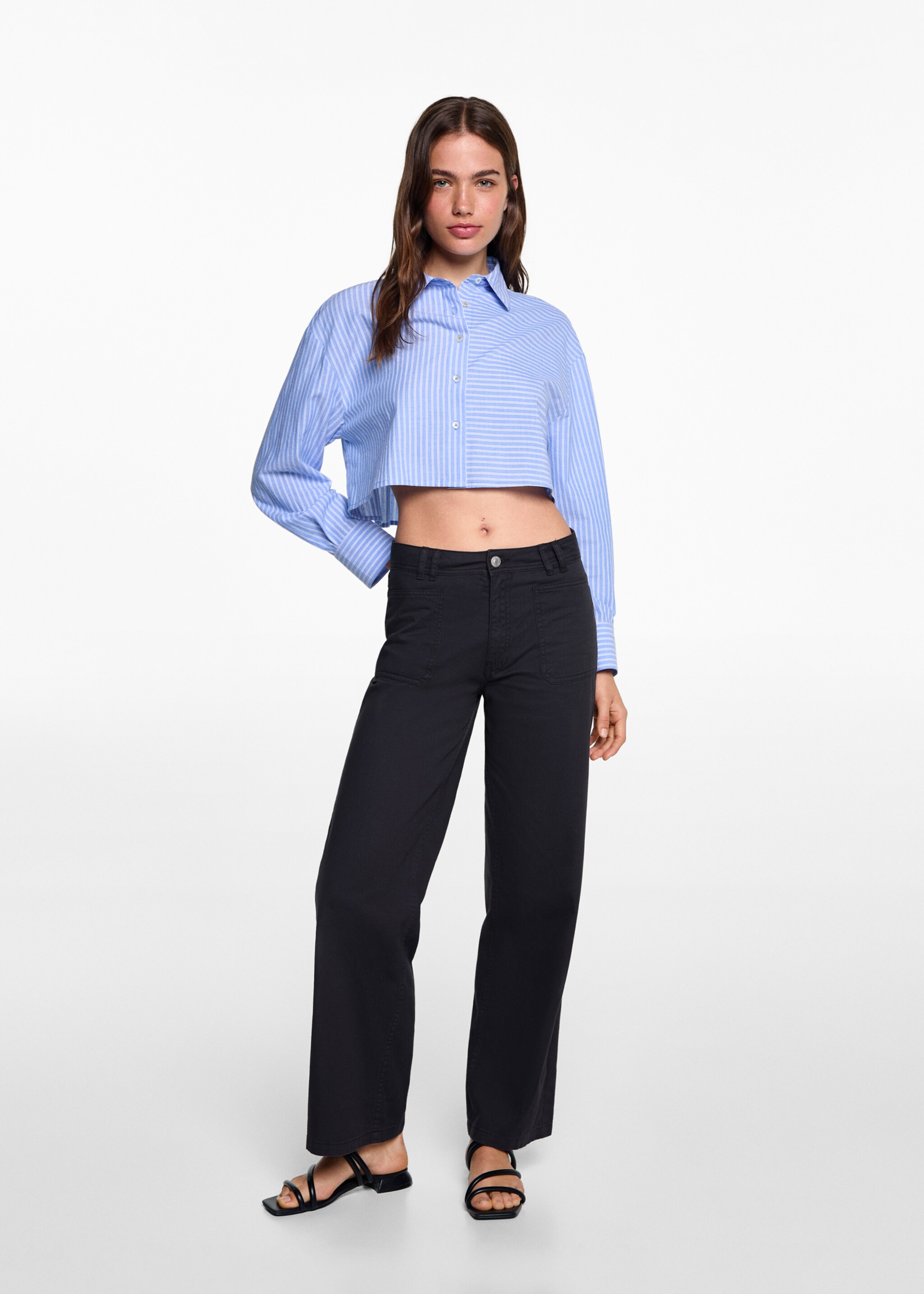 Pockets straight trousers - General plane, Petrol Blue. Ref: 77074049-00.