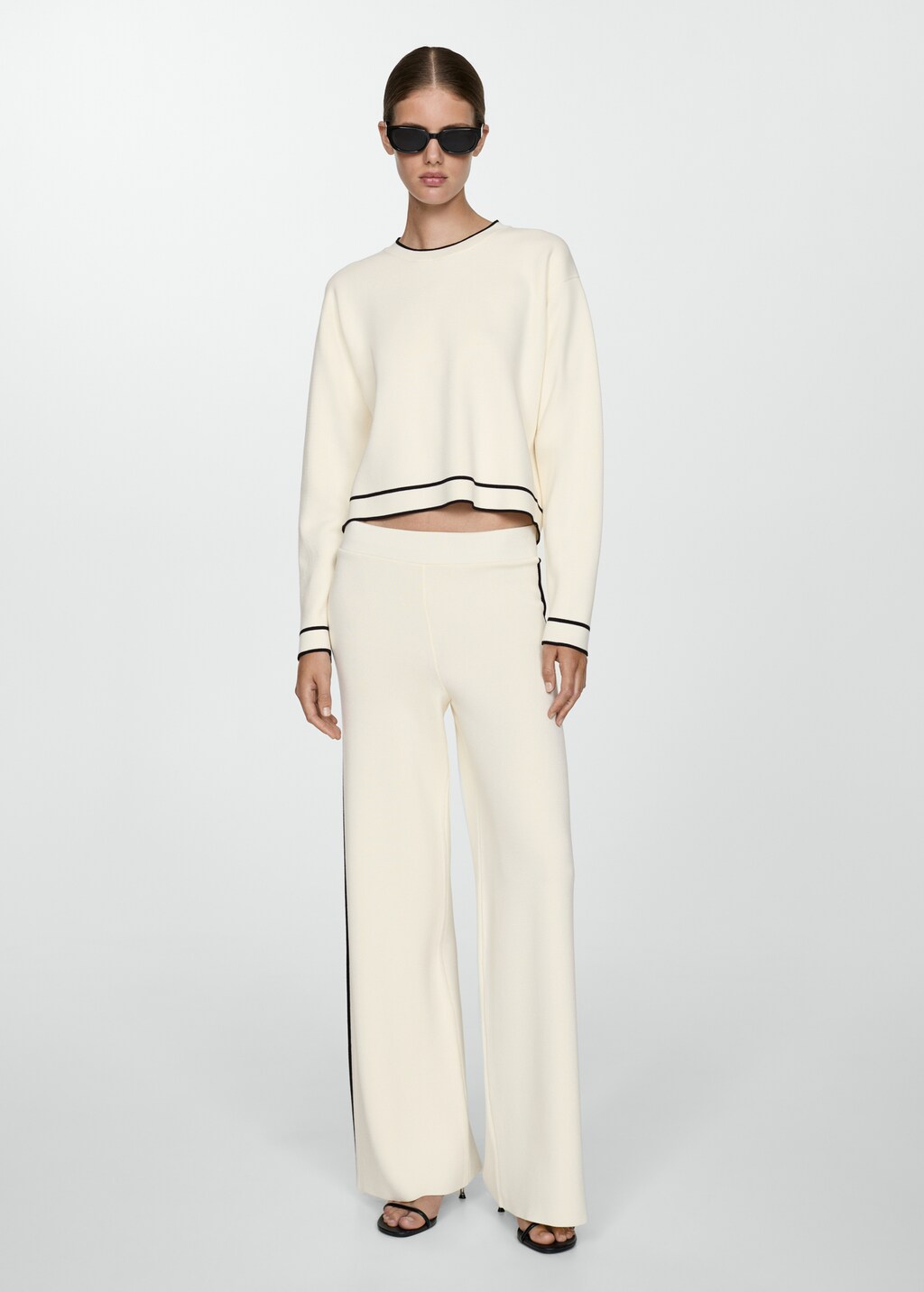 売れ筋商品|||フレンチコネクション ニット&セーター アウター レディース Women's Mozza Short-Sleeve Contrast-Trim Cotton Sweater Top Marine/Porcelain Cream French Connection Women's Mozza Short-Sleeve Contrast-Trim