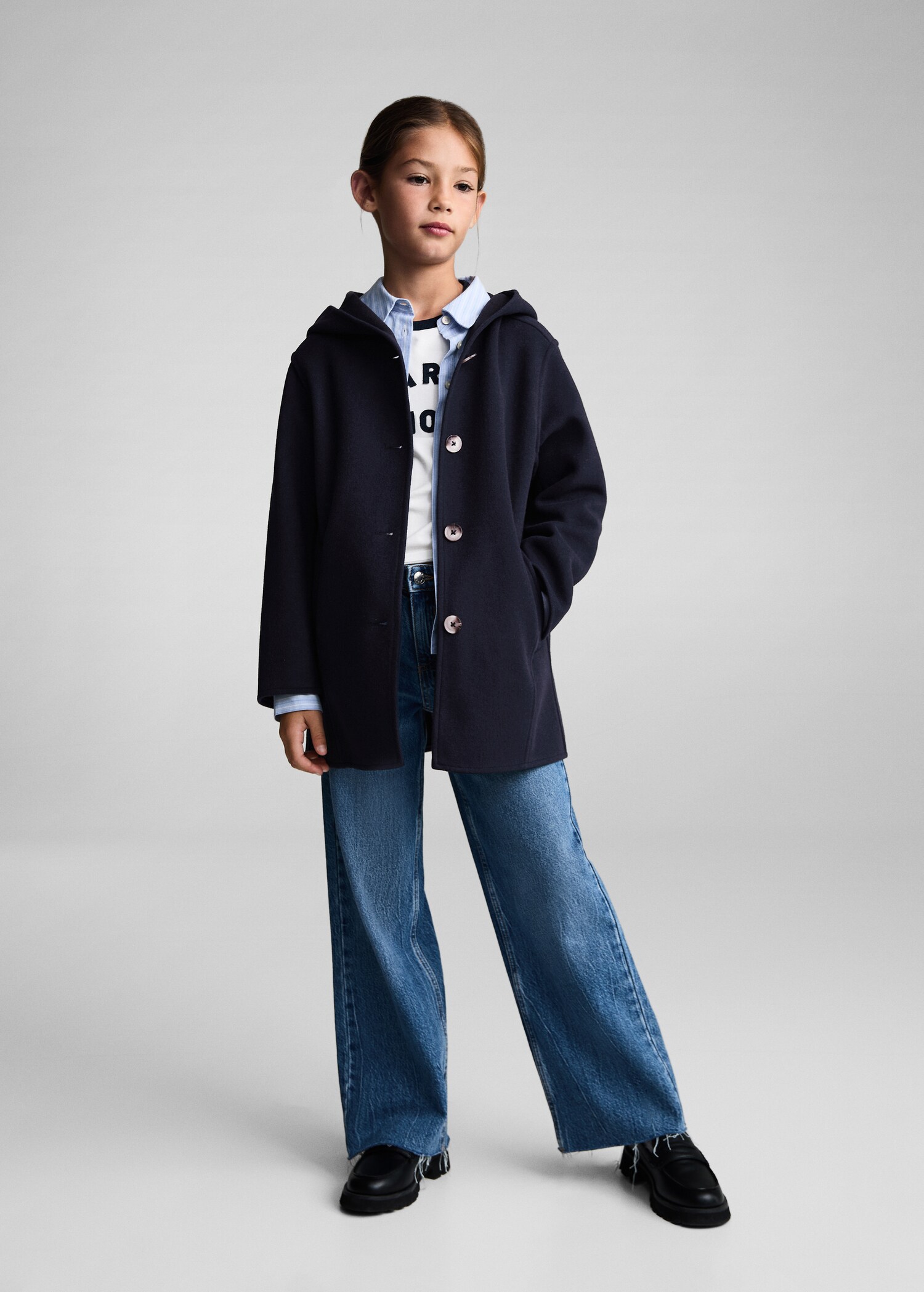 Hooded button coat - General plane